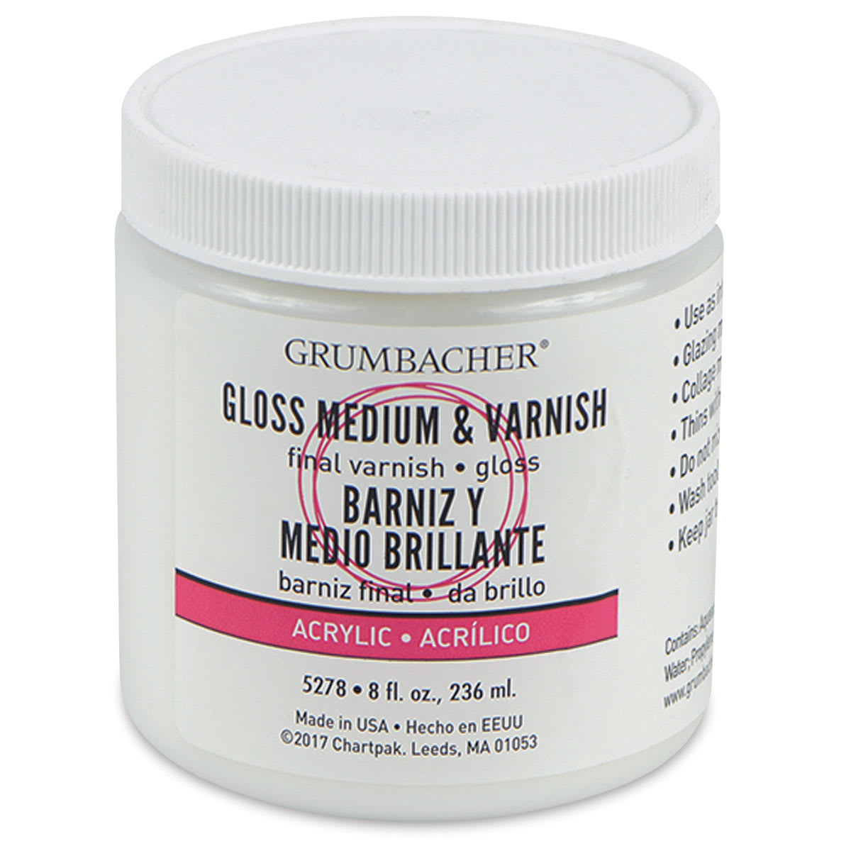 Grumbacher Artists' Acrylic Gloss Medium and Varnish - 8 oz, Jar
