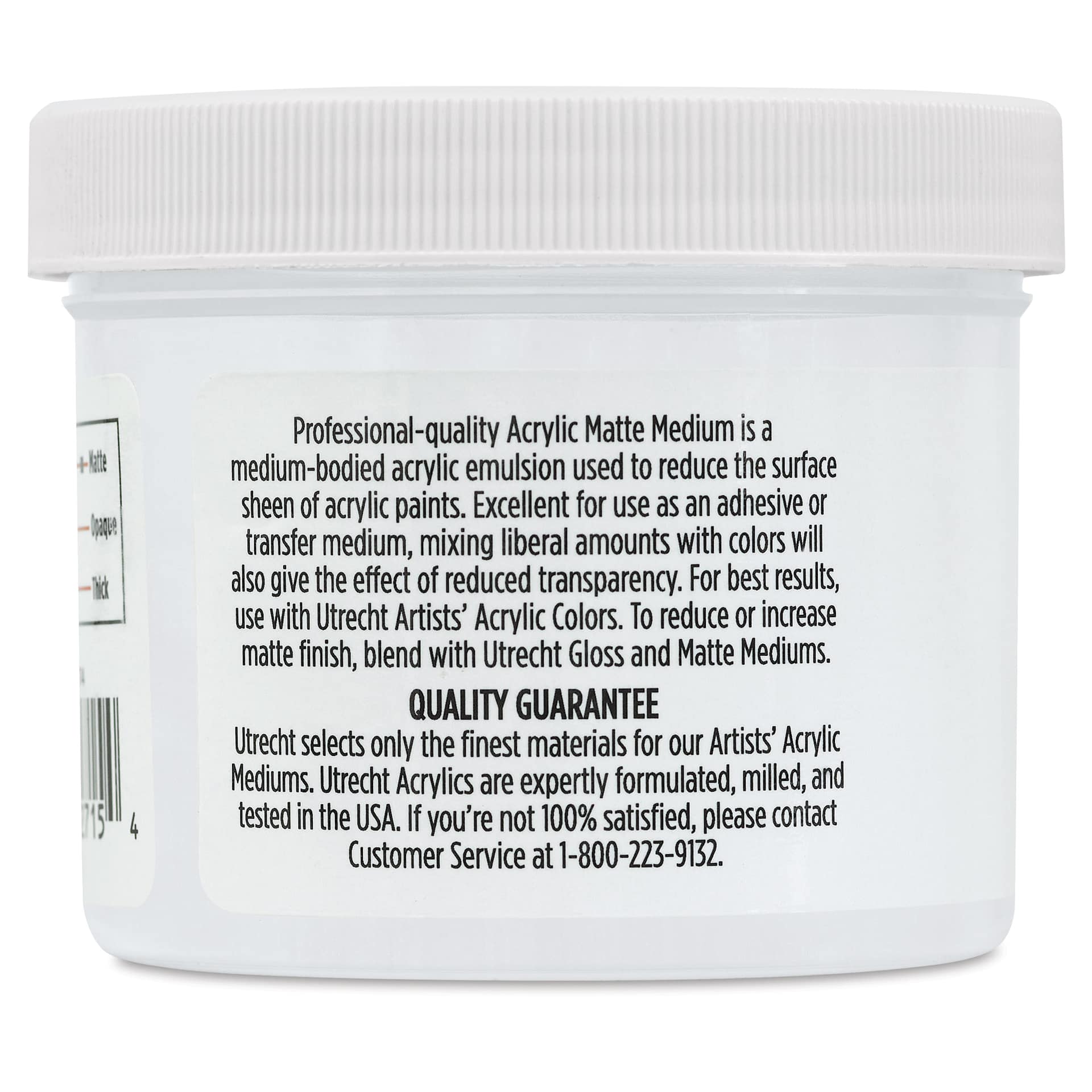 Utrecht Artists' Acrylic Fluid Medium - Matte Medium, 4 oz jar back
