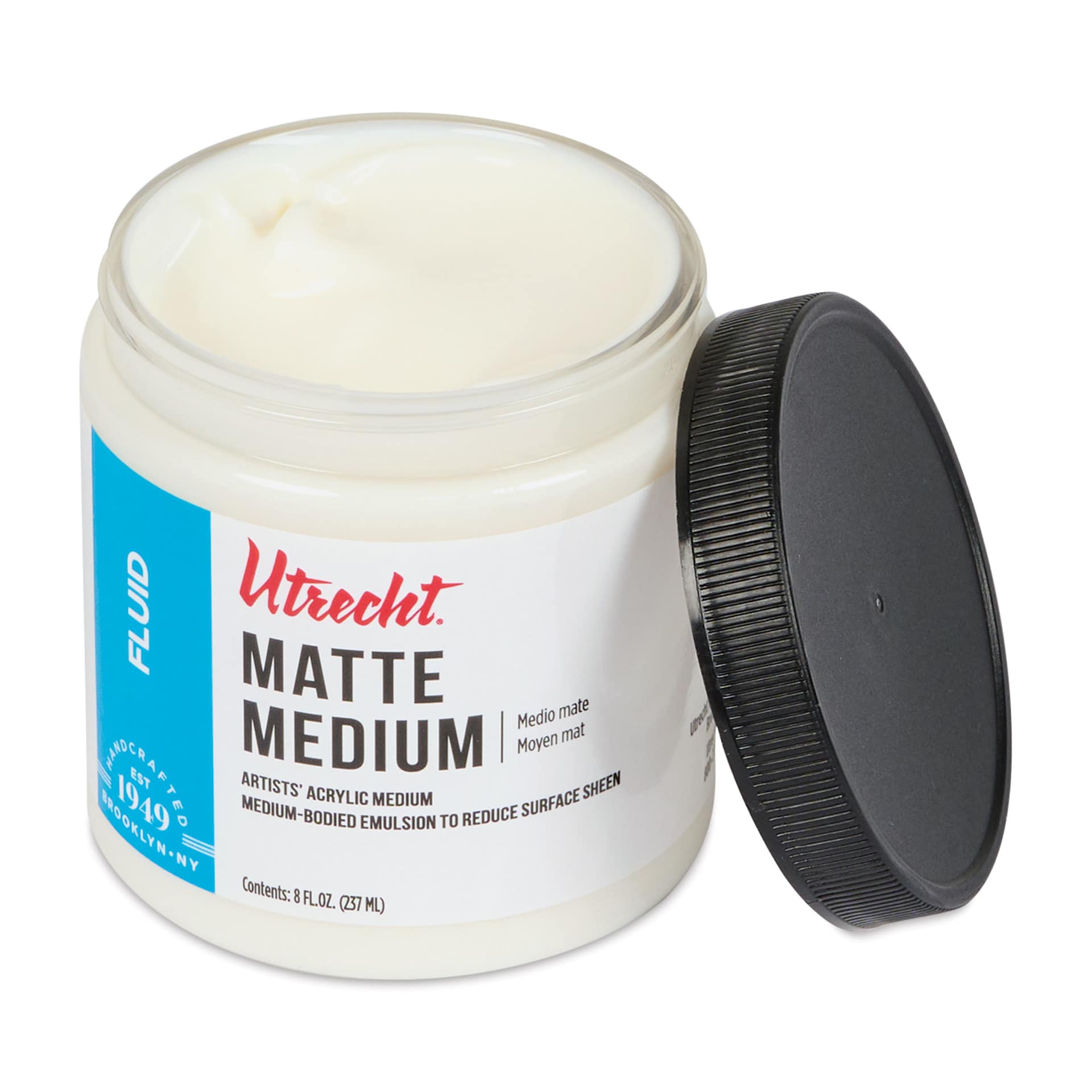 Utrecht Artists' Acrylic Fluid Medium - Matte Medium, 8 oz with lid off
