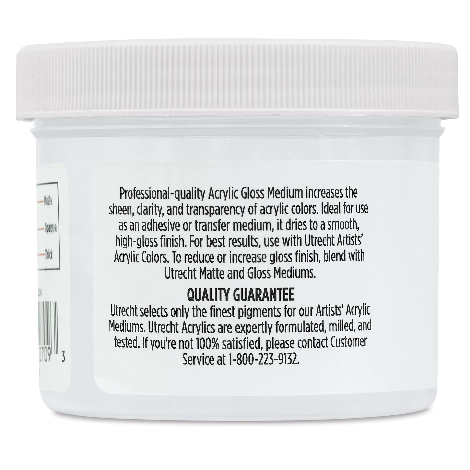 Utrecht Artists' Acrylic Fluid Medium - Gloss Medium, 4 oz jar back