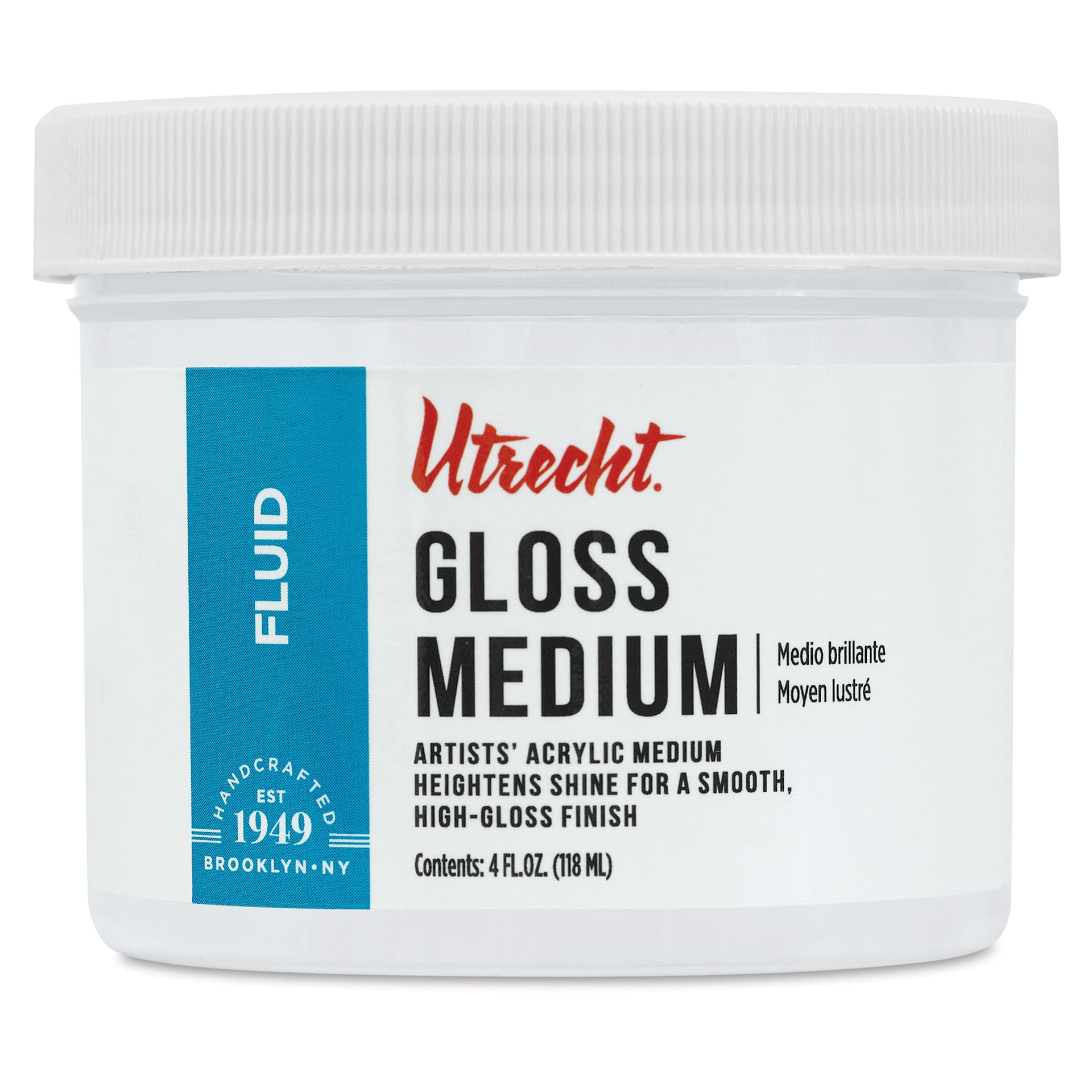 New look! Same formula - Utrecht Artists' Acrylic Fluid Medium - Gloss Medium, 4 oz jar