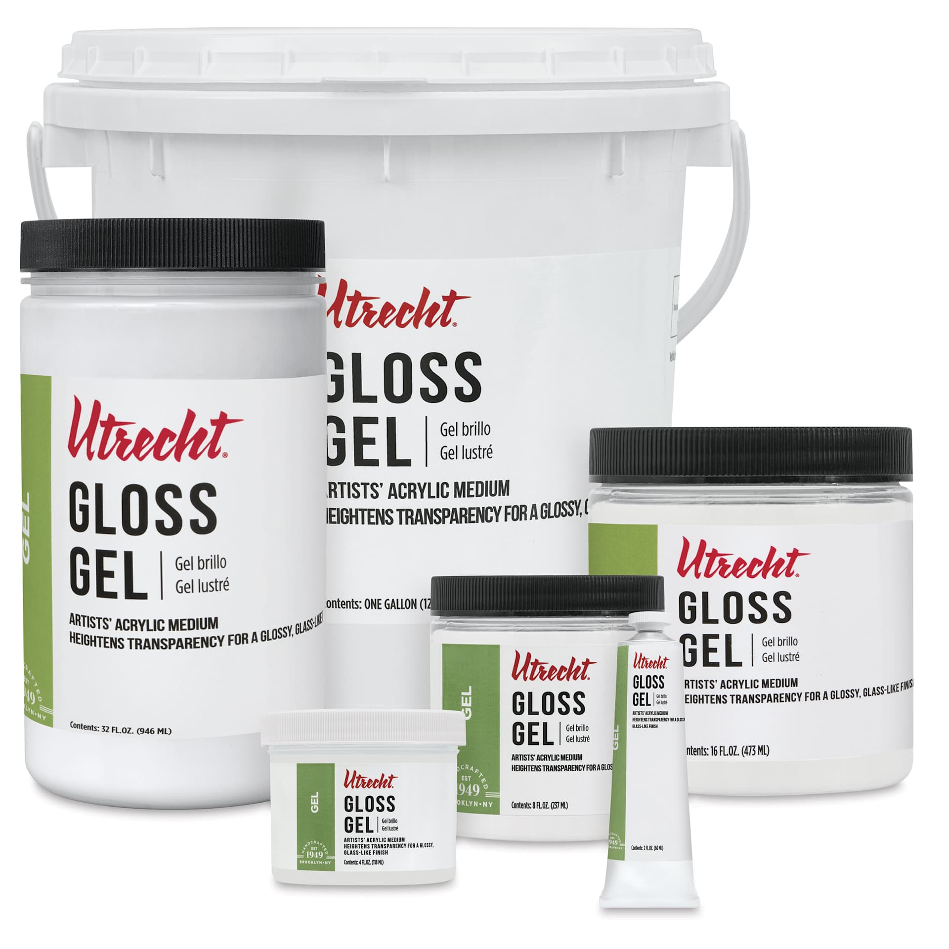 Utrecht Artists' Acrylic Gel Mediums, gloss sizes