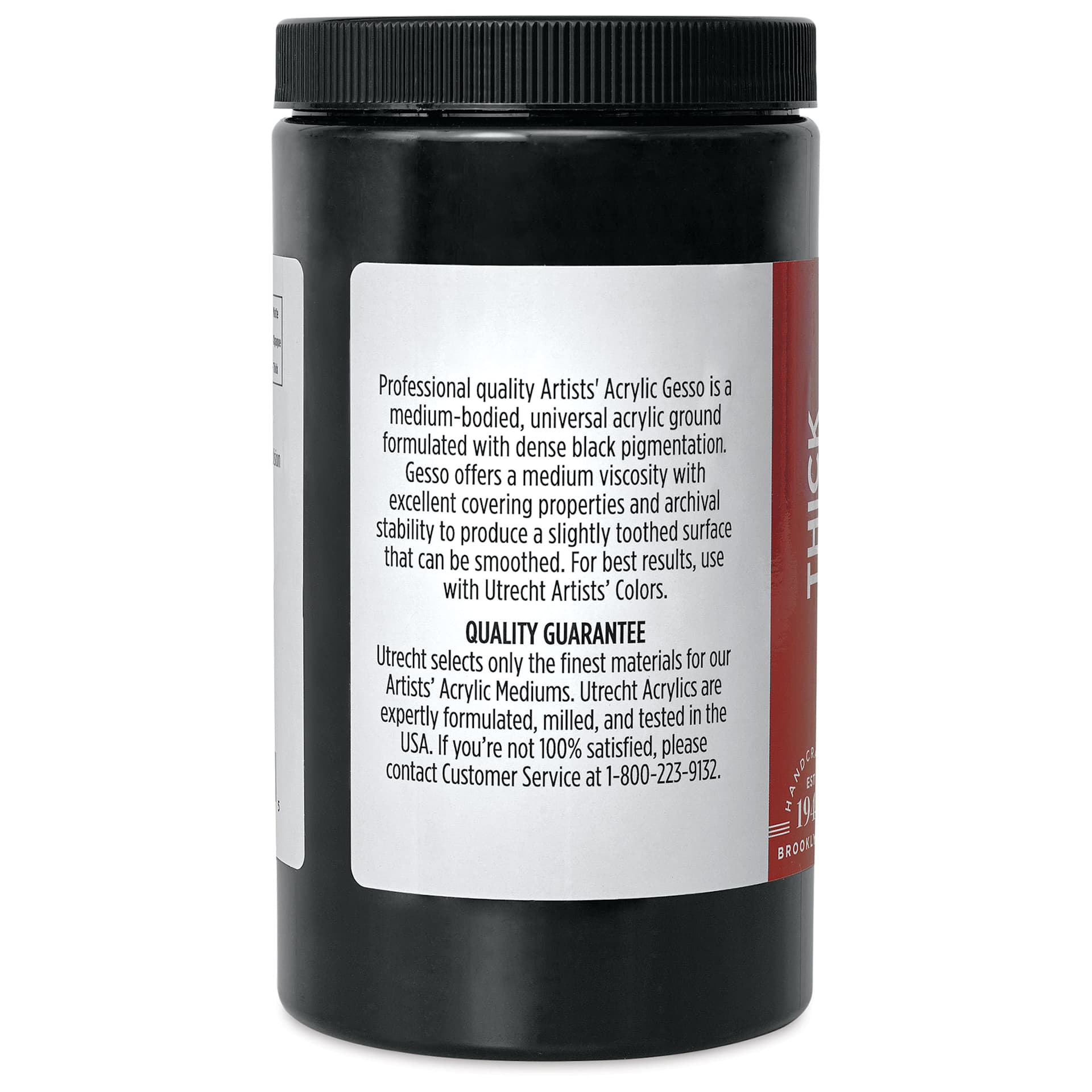 Utrecht Artists Acrylic Gesso - Black, 32 oz left side