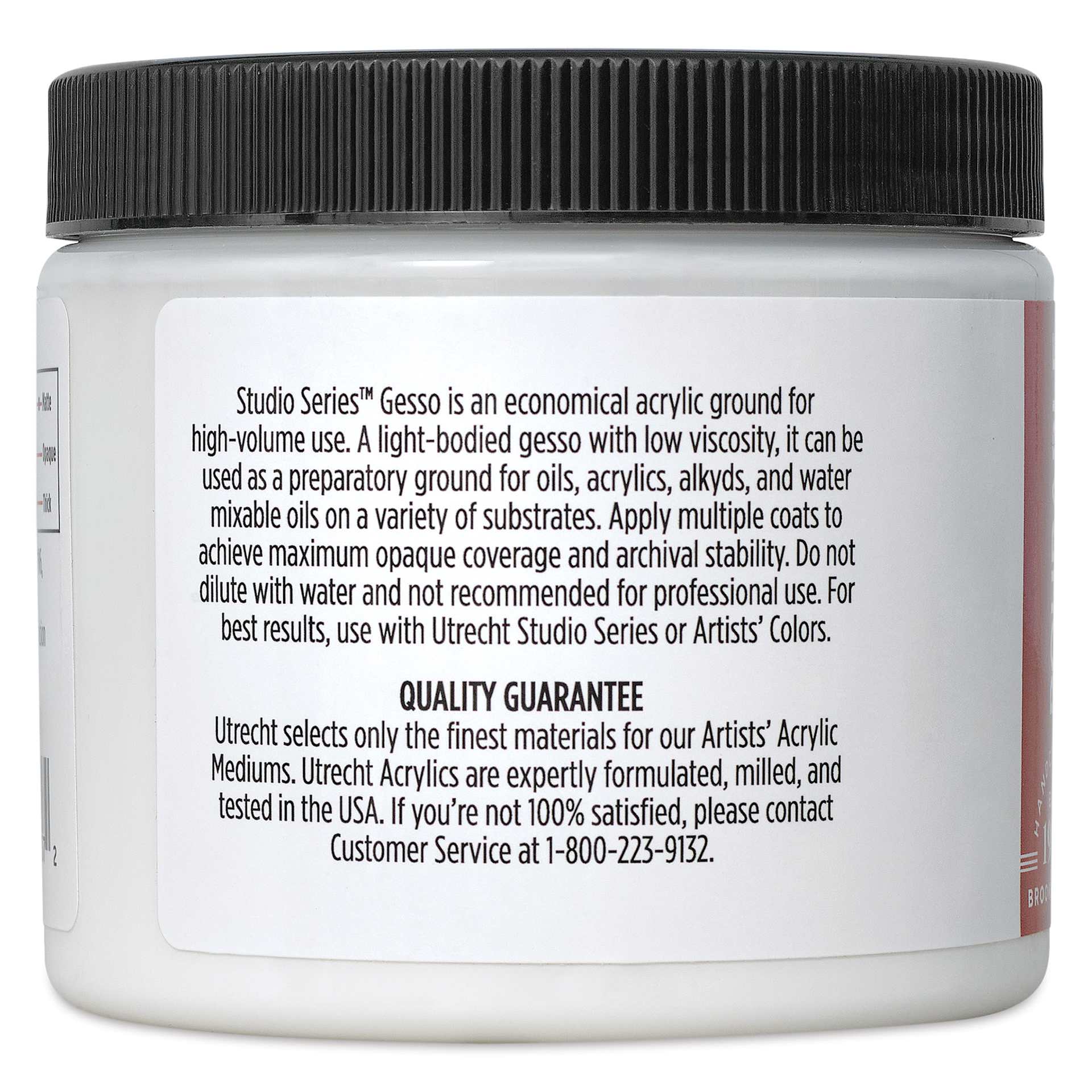 Utrecht Studio Series Acrylic Gesso - 16 oz left side of label
