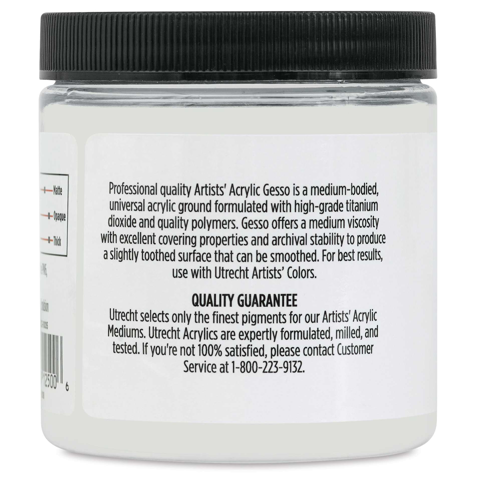 Utrecht Artists Acrylic Gesso - White, 8 oz left side