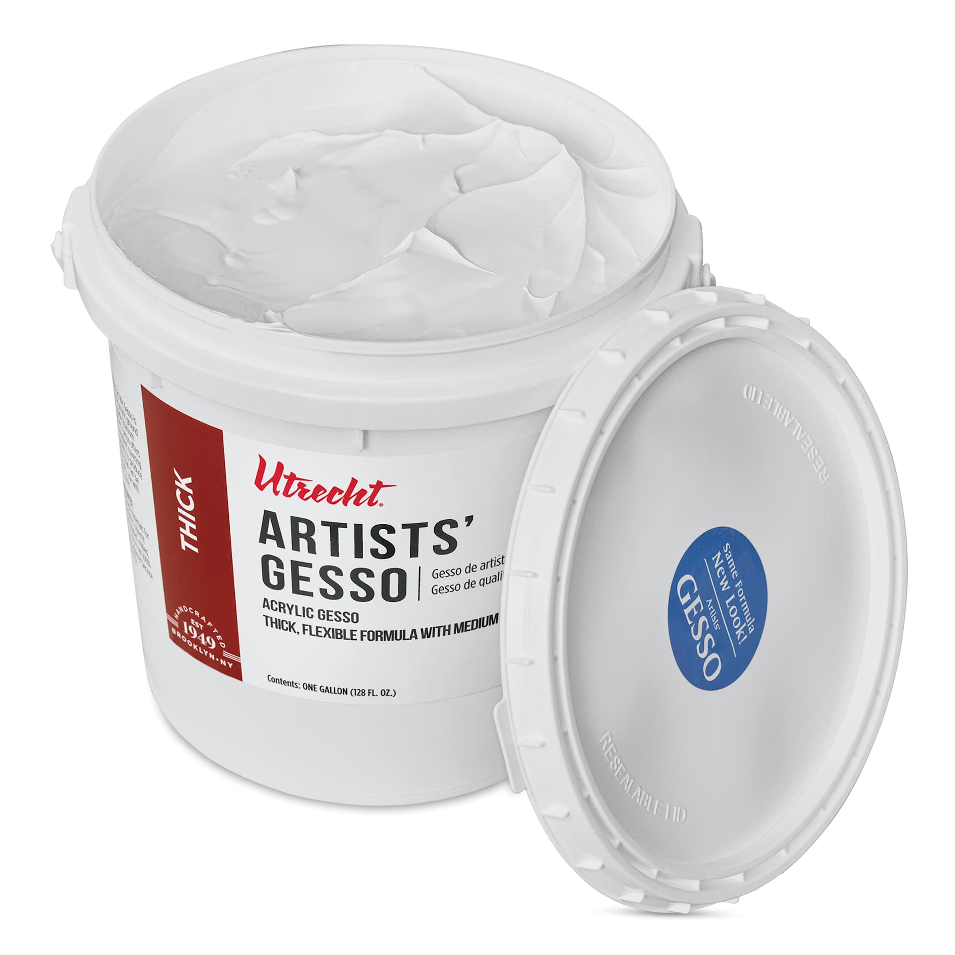  Utrecht Artists Acrylic Gesso - White, 128 oz open to show gesso