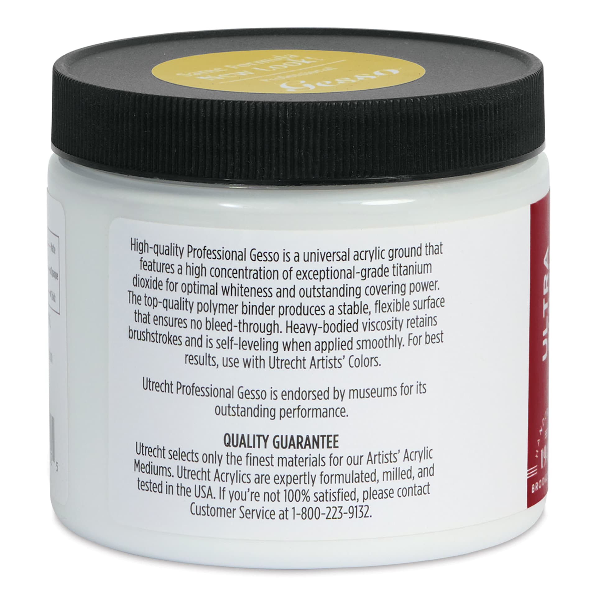 Utrecht Professional Acrylic Gesso - 16 oz left side of jar