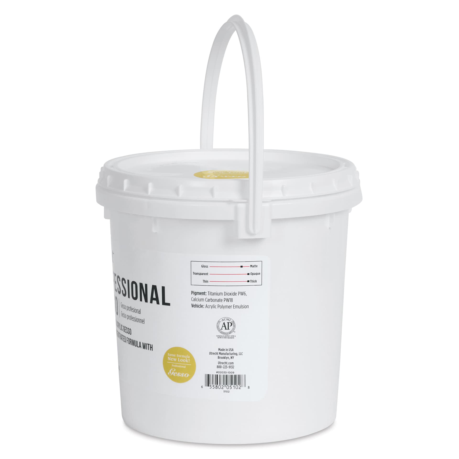 Utrecht Professional Acrylic Gesso - 128 oz right side of tub