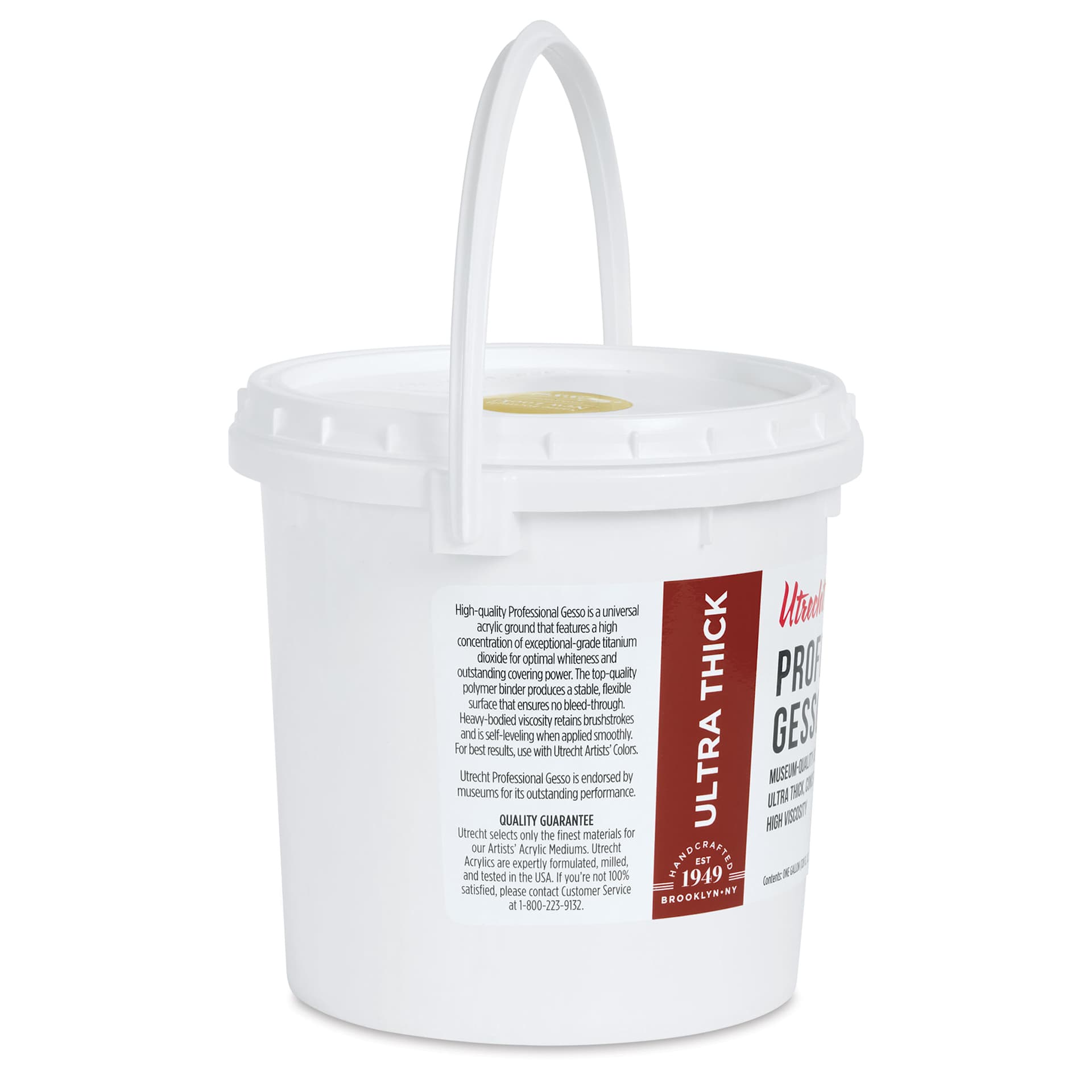 Utrecht Professional Acrylic Gesso - 128 oz left side of tub