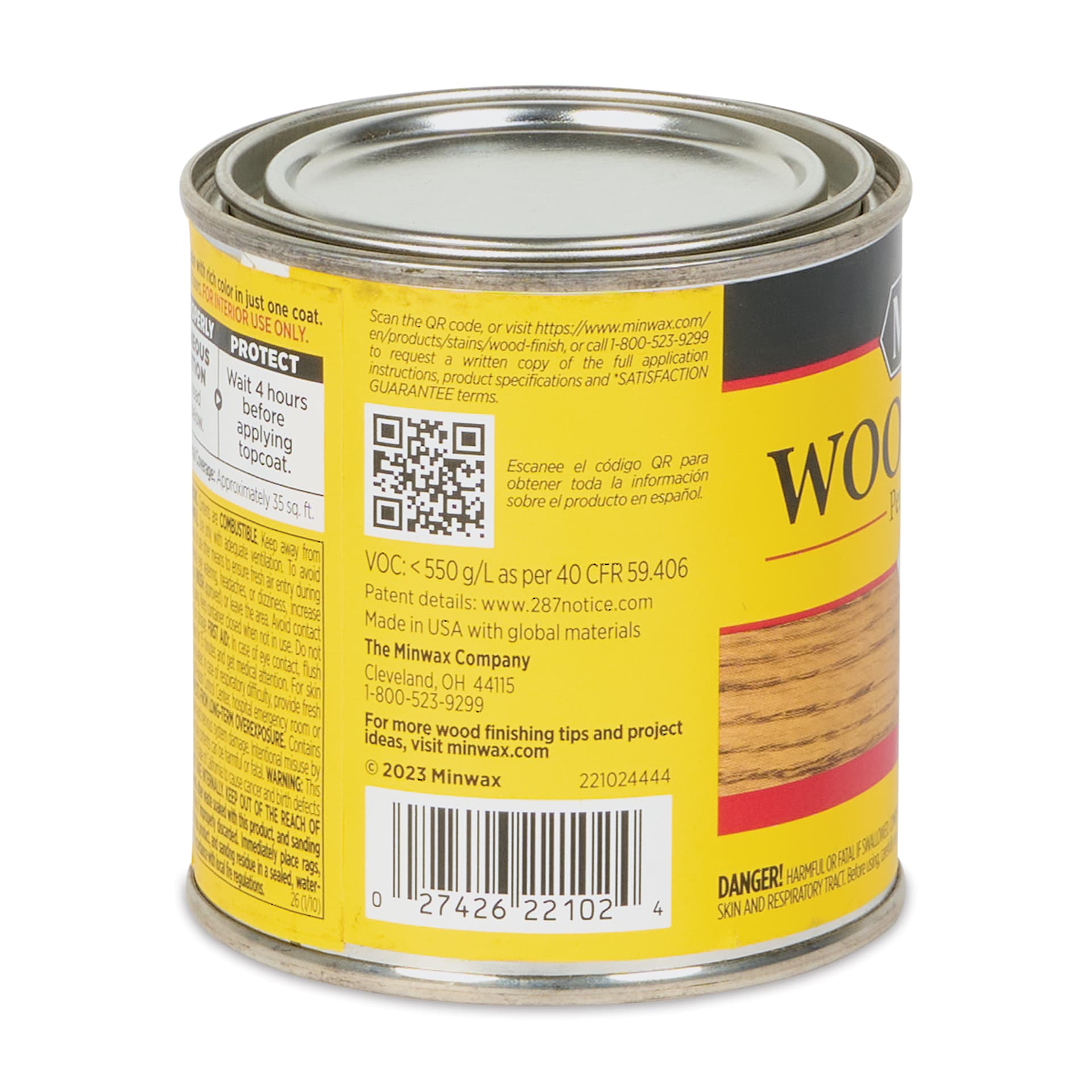 Minwax Wood Finish Oil-Based Penetrating Stain - Golden Oak, 8 oz side view