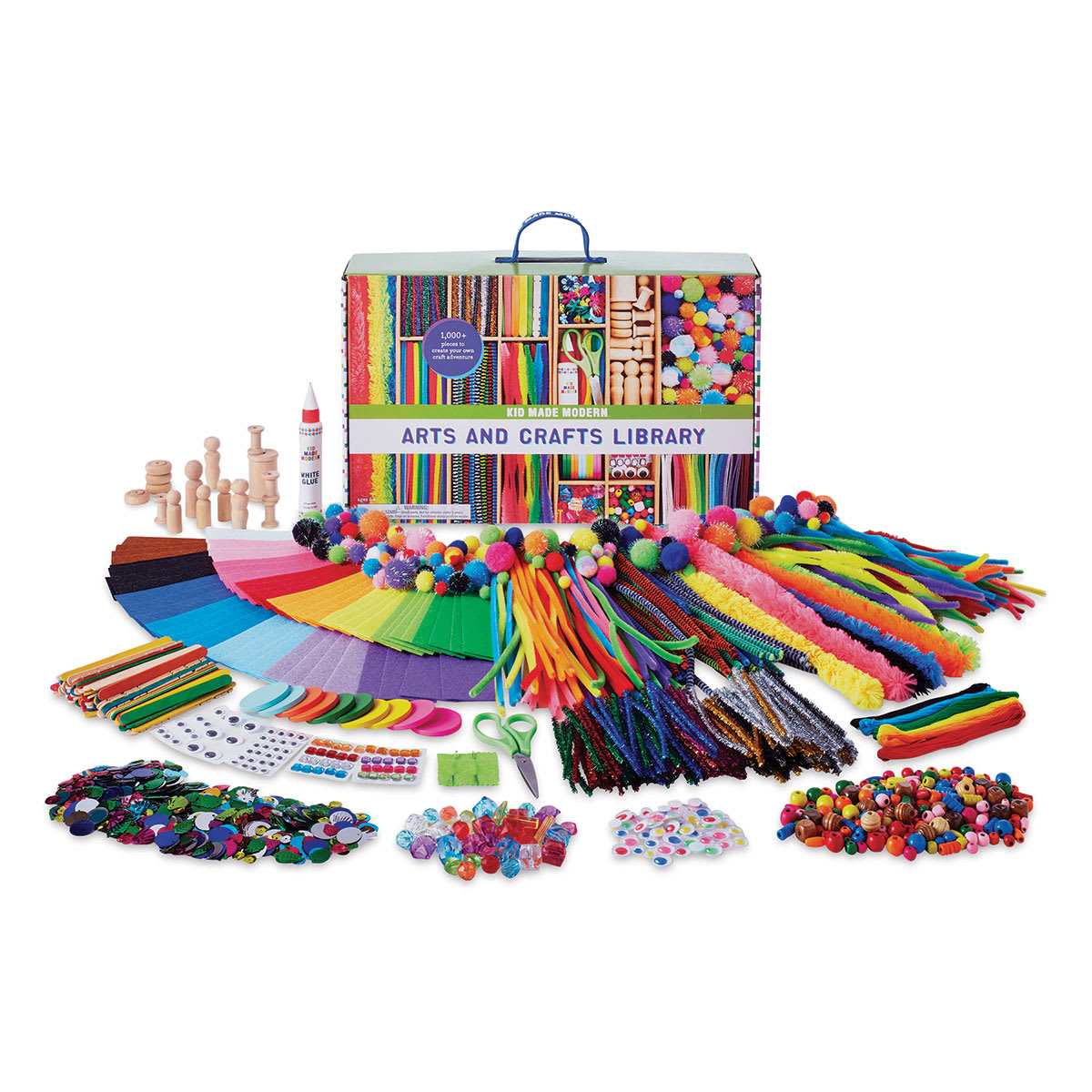 Kid Made Modern Arts and Crafts Library (Kit contents shown with packaging)