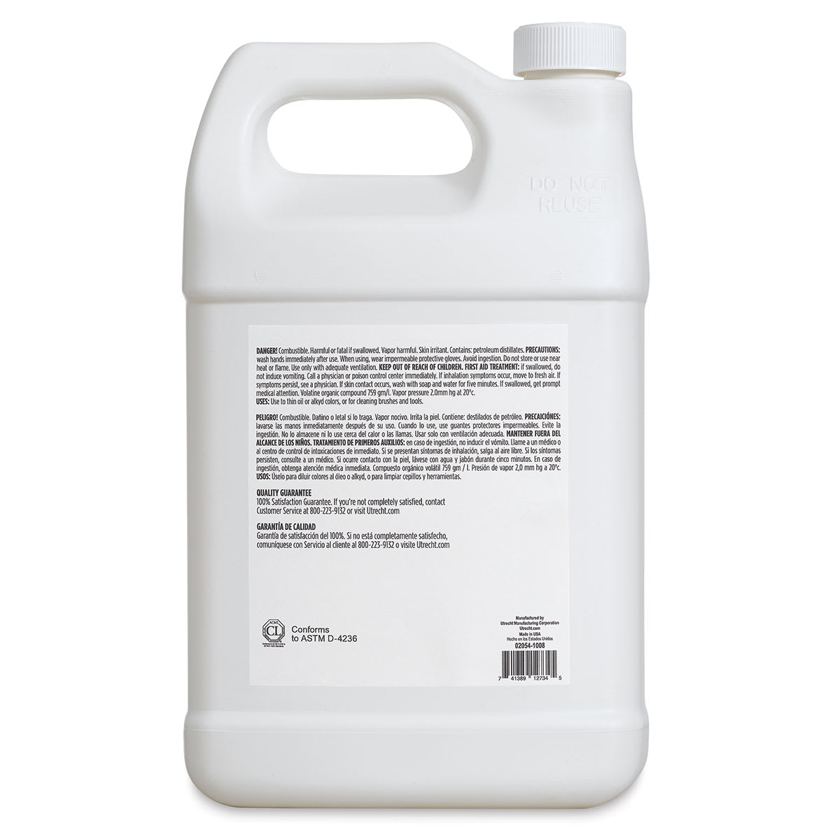 Utrecht NOOD Odorless Paint Thinner - 3.8 L, Bottle (Back)