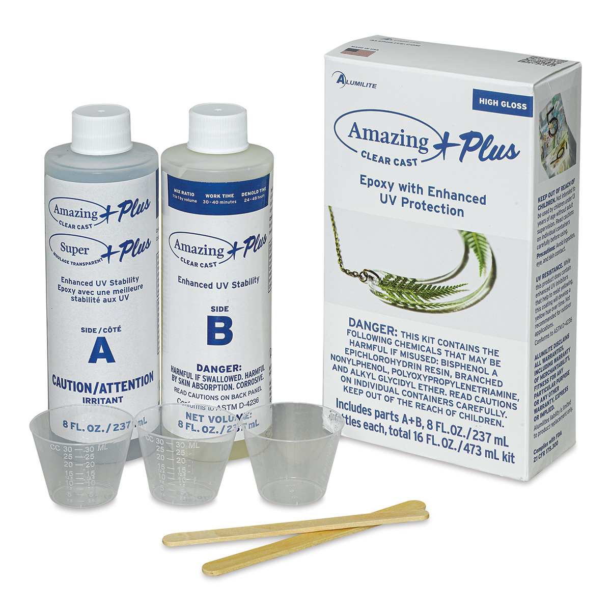 Alumilite Amazing Clear Cast Plus Epoxy Casting Resin - 16 oz, Bottle (Box contents show with packaging)