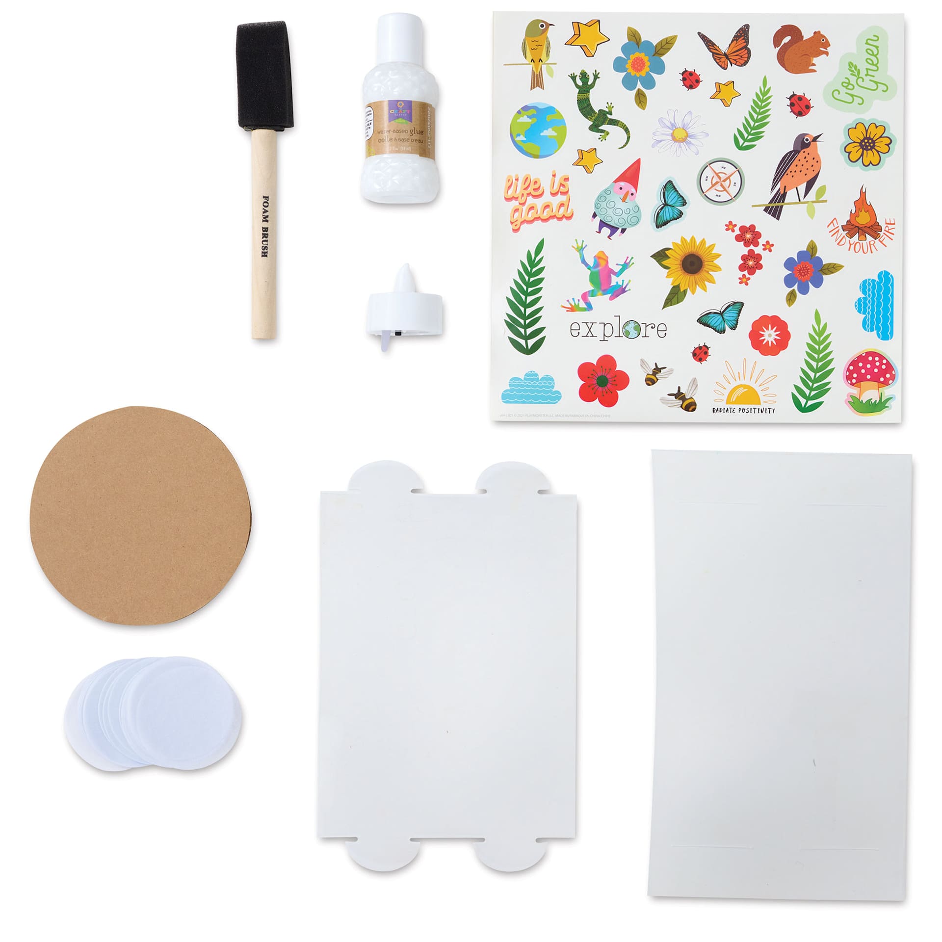 Craft-Tastic Nature Lantern Kit, contents laid out