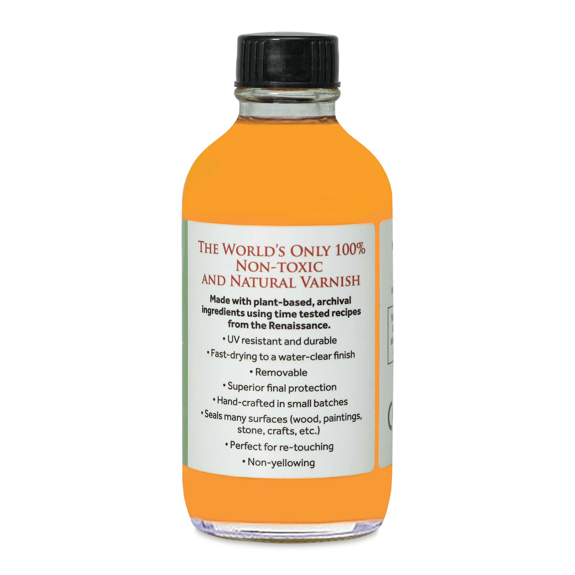 Natural Earth Paint Natural Varnish - 4 oz Glass Bottle, side view