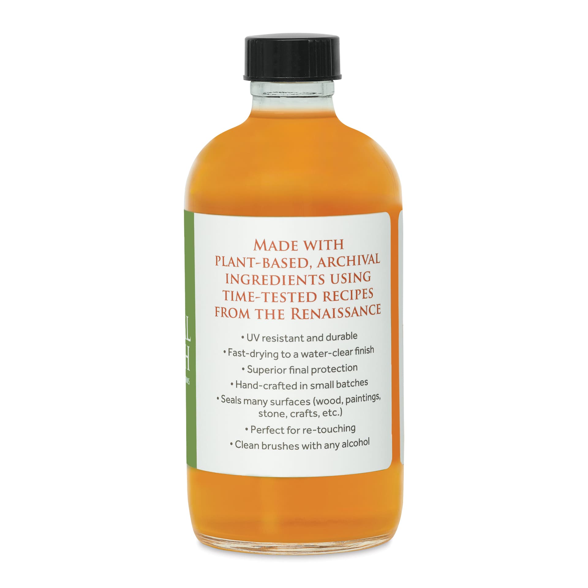 Natural Earth Paint Natural Varnish - 8 oz Glass Bottle, side view