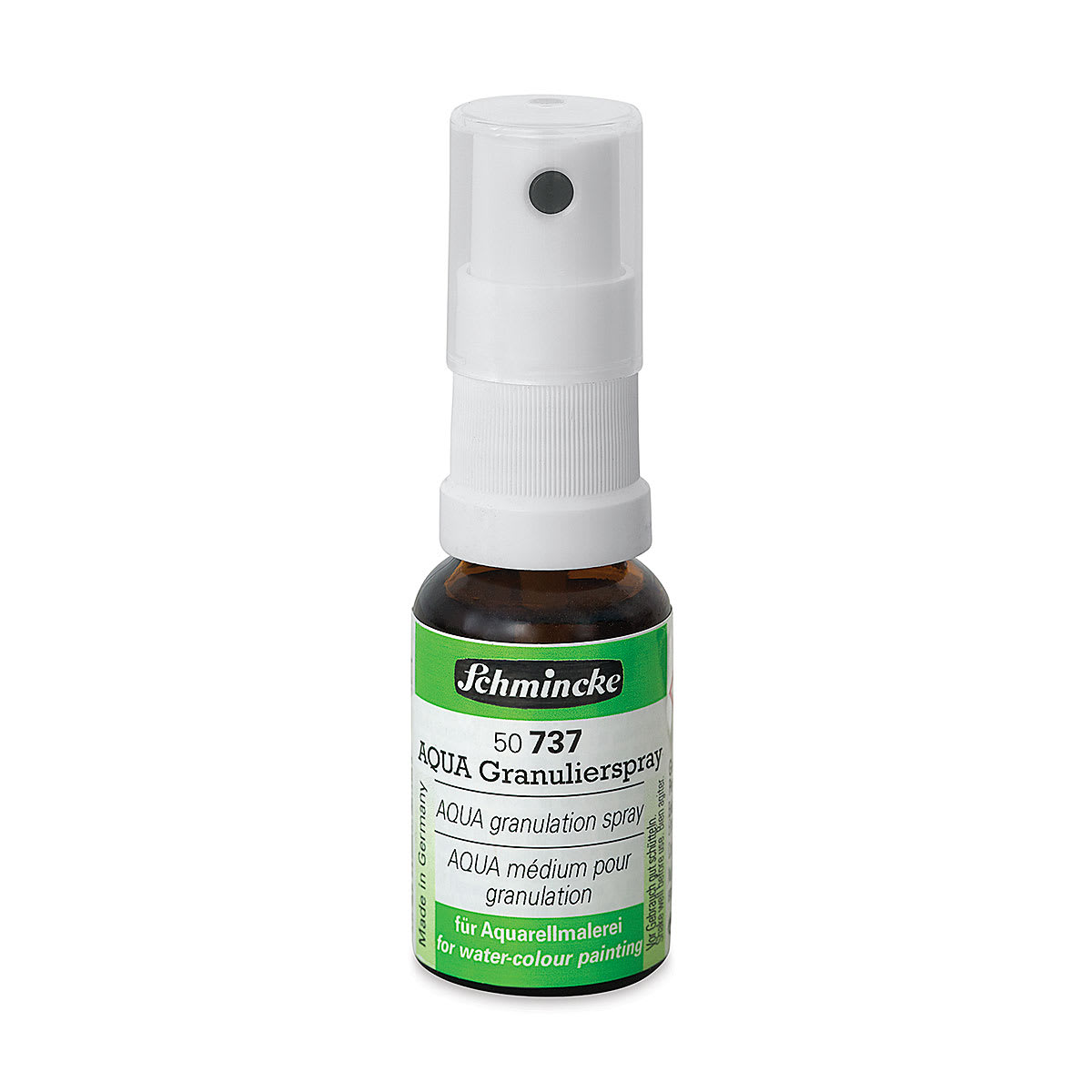 Schmincke Aqua Granulation Spray Medium - Front of 15 ml bottle with protective cap