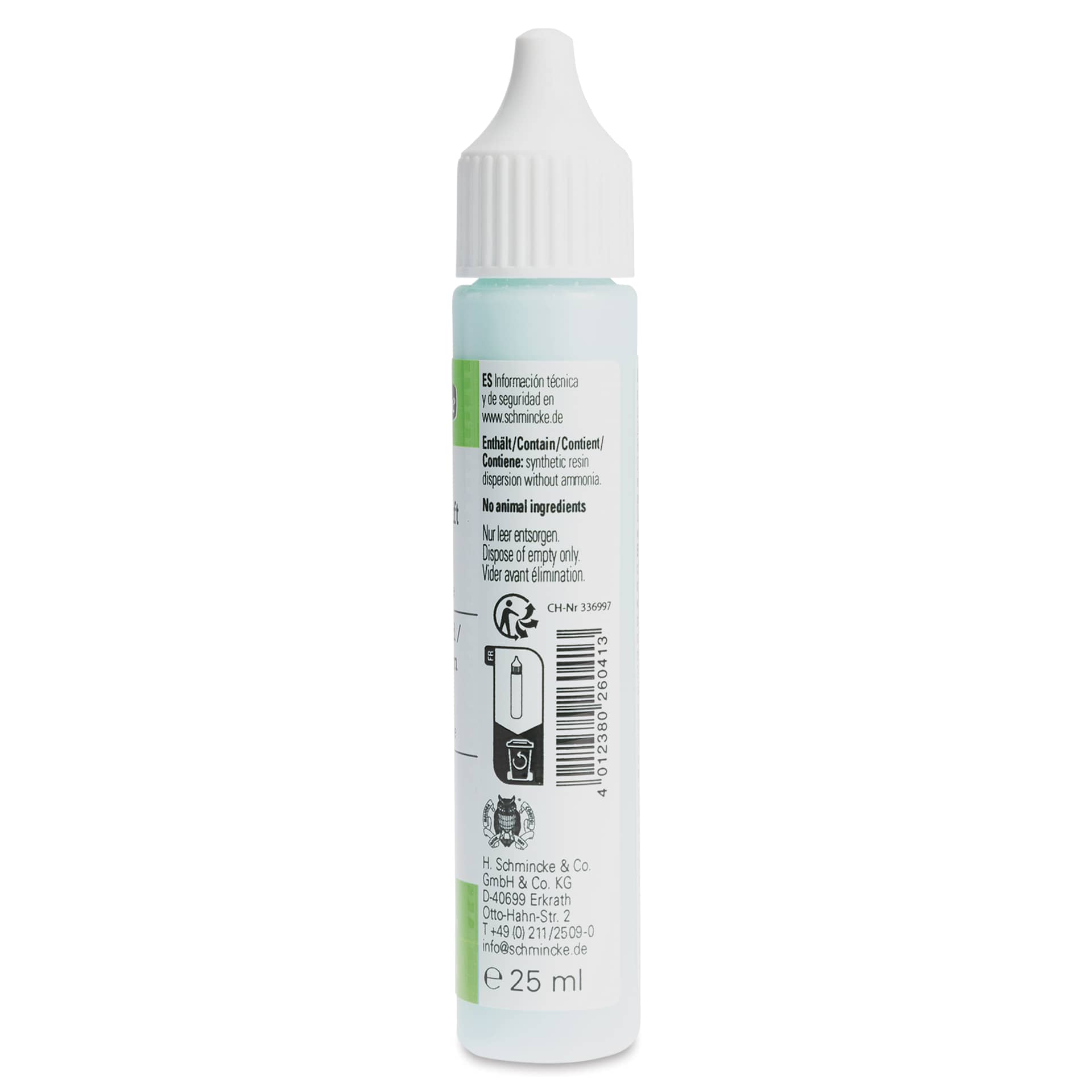 Schmincke Aqua Masking Fluid - Mint Green, 25 ml - back