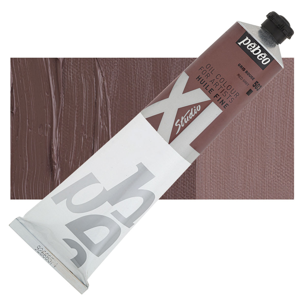 Pebeo XL Studio Oil Paint - Red Grey, 200 ml, tube and swatch