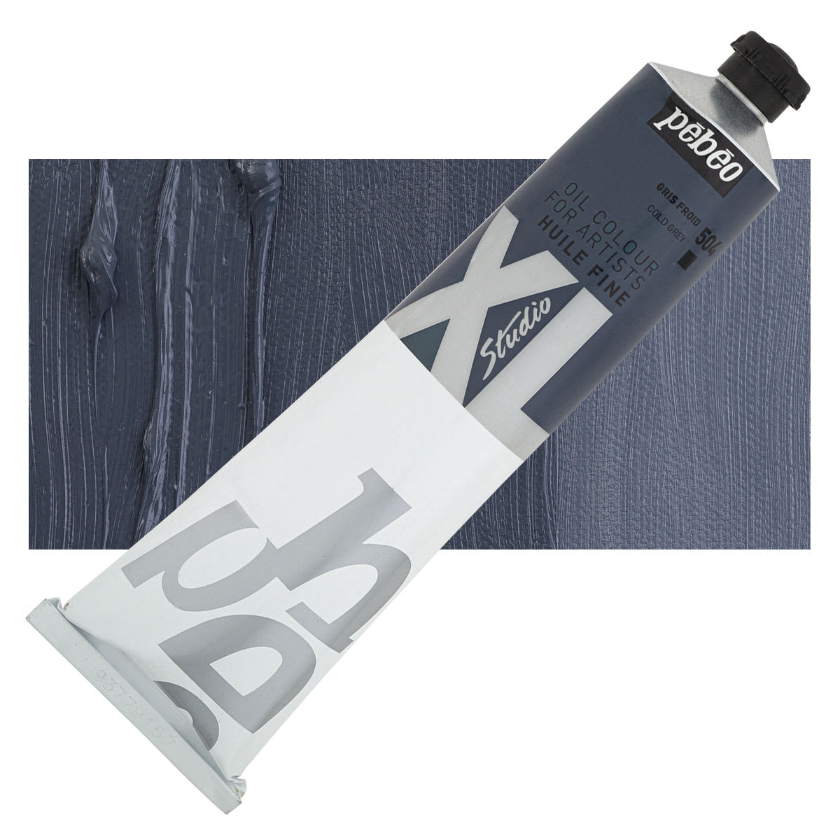 Pebeo XL Studio Oil Paint - Cold Grey, 200 ml, Tube and swatch
