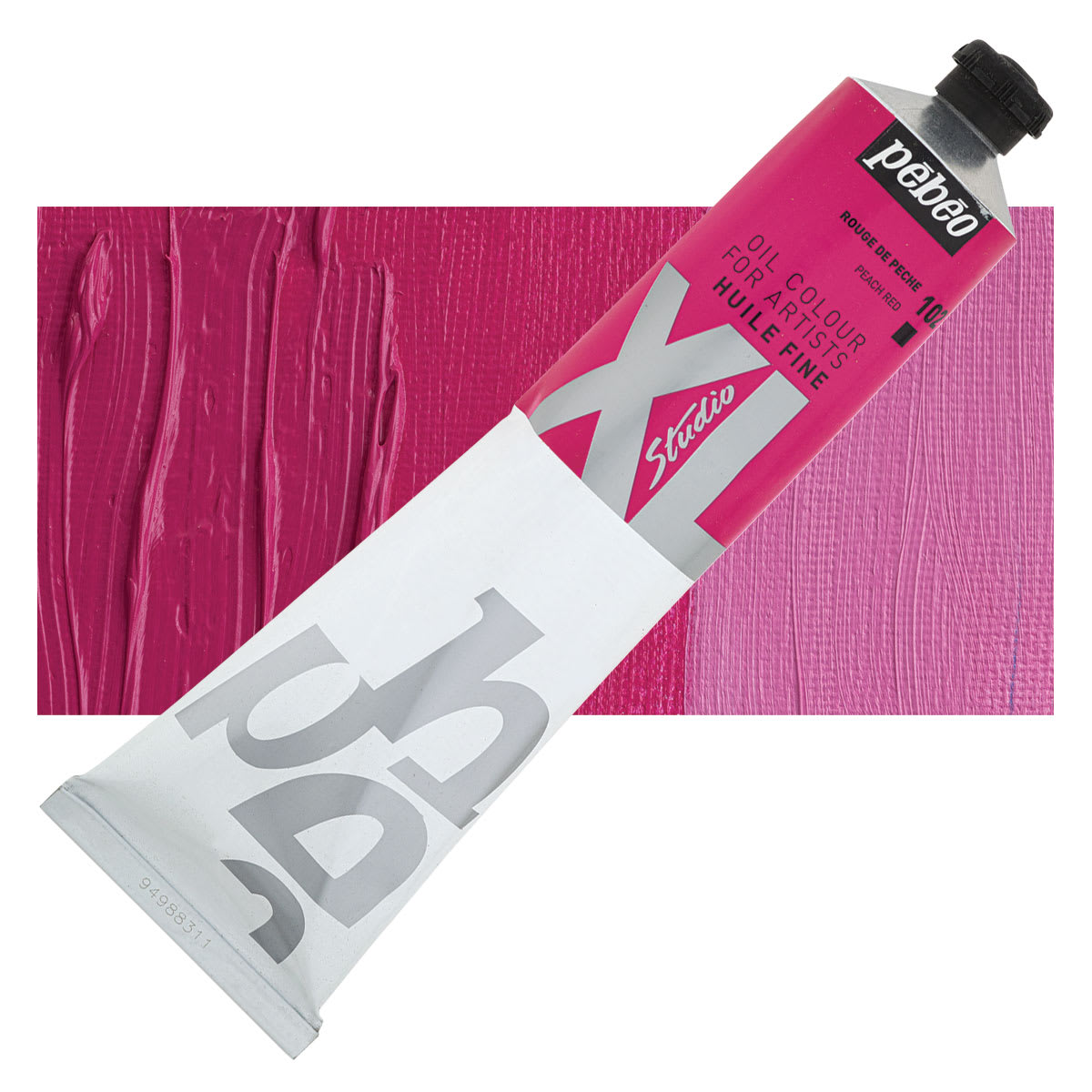 Pebeo XL Studio Oil Paint - Peach Red, 200 ml Tube and swatch