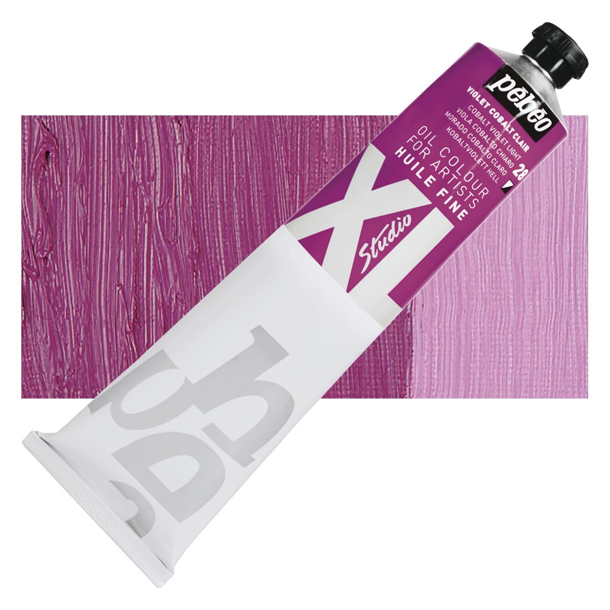 Pebeo XL Studio Oil Paint - Cobalt Violet Light, 200 ml tube and swatch