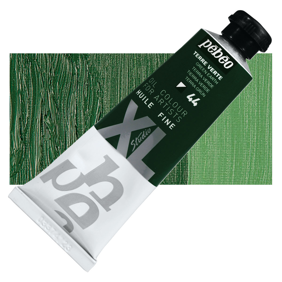 Pebeo XL Studio Oil Paint - Green Earth, 37 ml tube and swatch