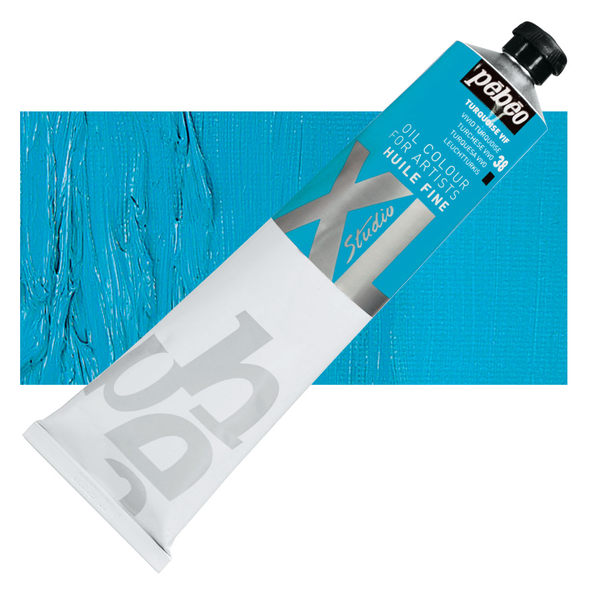 Pebeo XL Studio Oil Paint - Vivid Turquoise, 200 ml tube and swatch