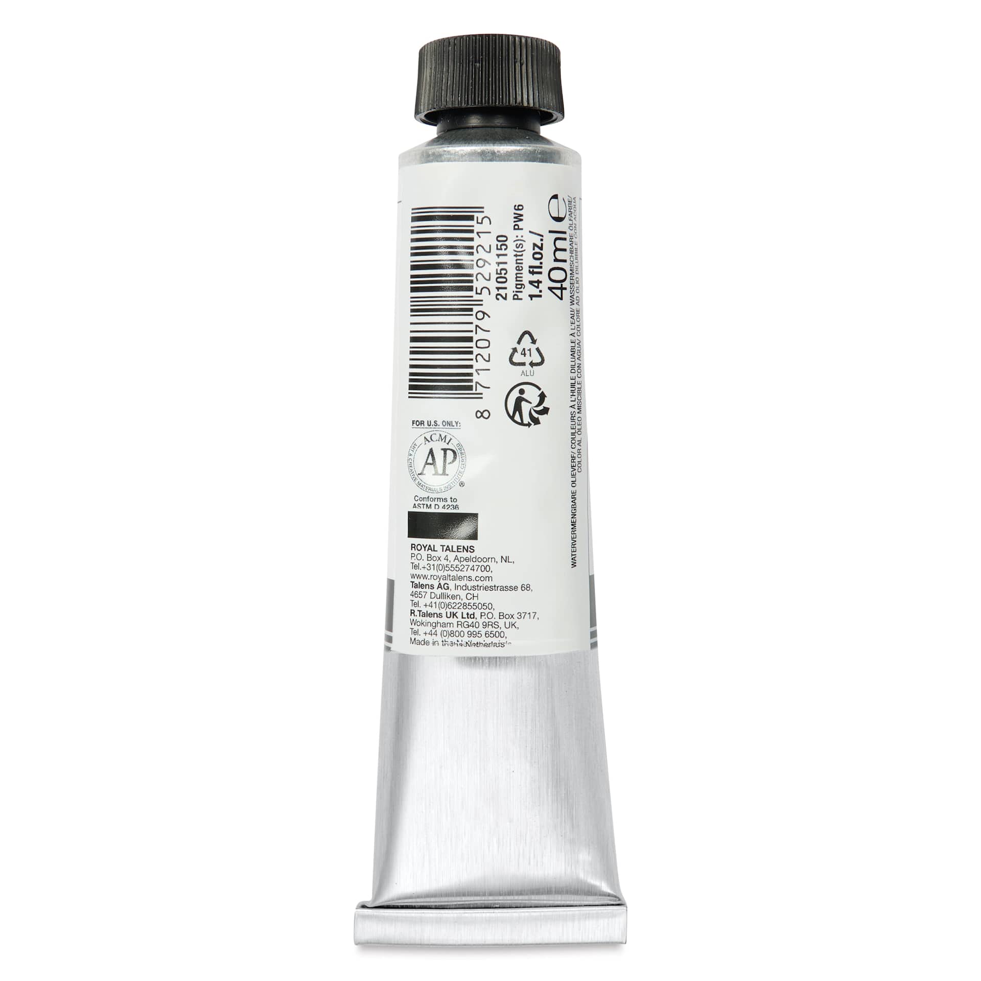 Cobra Artist Water Mixable Oil Paint - Titanium White, Safflower Oil, No Zinc Oxide 40 ml tube