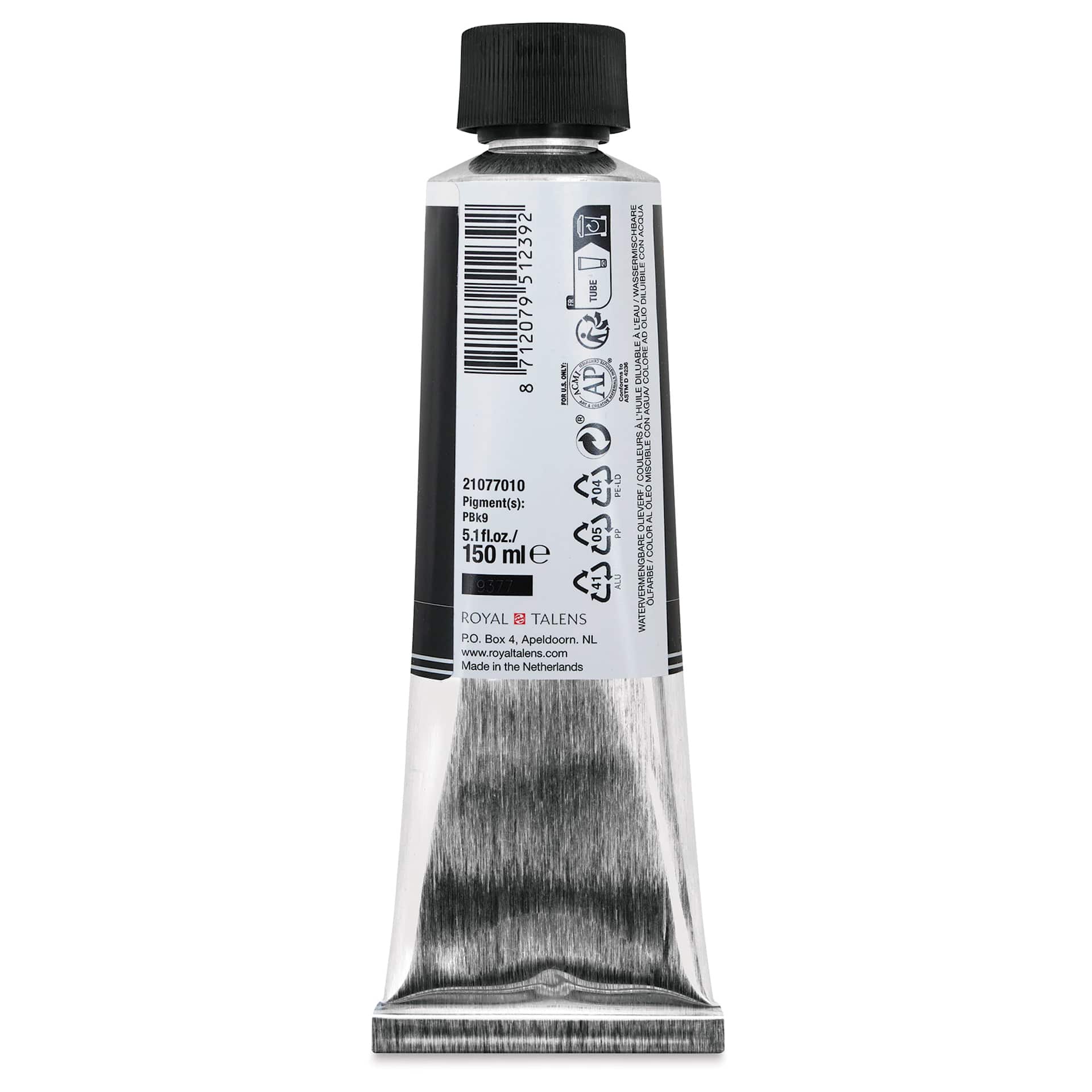 Cobra Artist Water Mixable Oil Paint - Ivory Black, 150 ml tube back