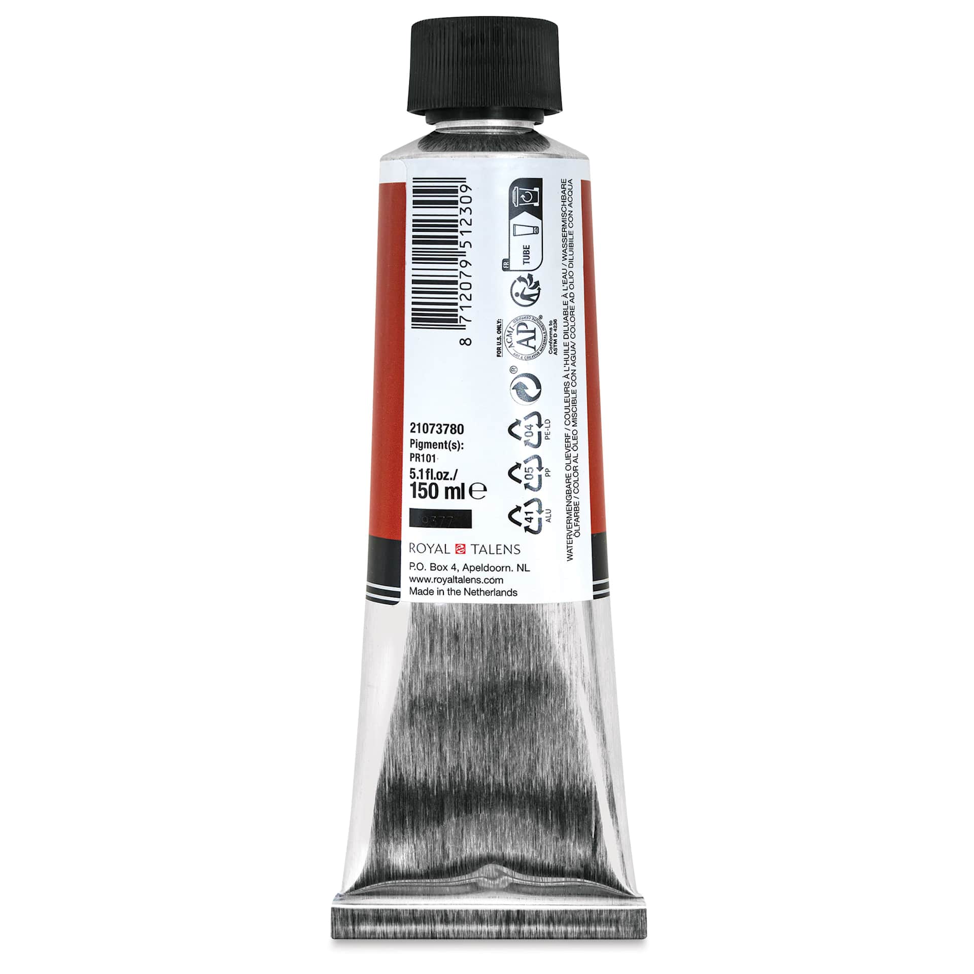 Cobra Artist Water Mixable Oil Paint - Transparent Oxide Red, 150 ml tube back