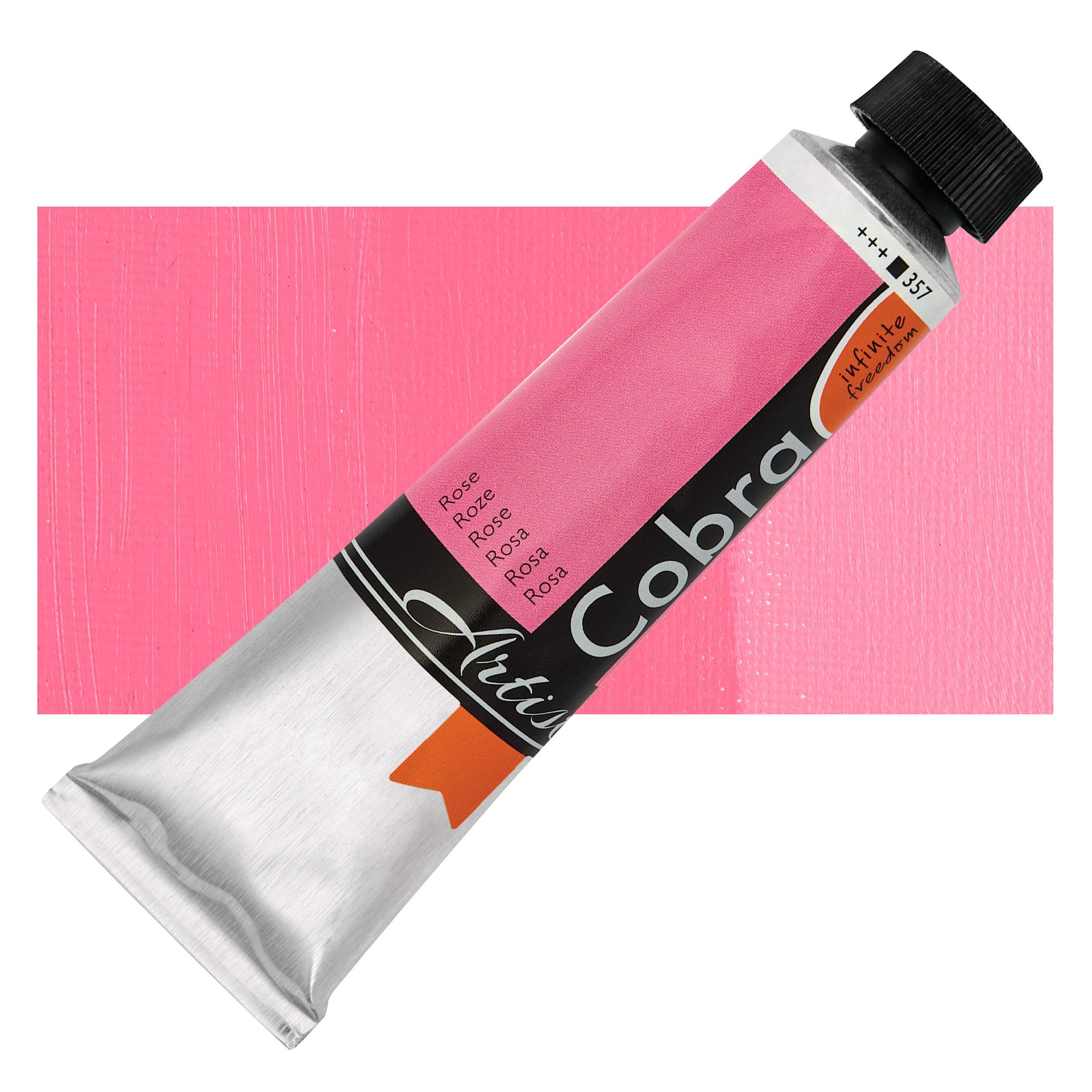 Cobra Artist Water Mixable Oil Paint - Rose, 40 ml tube and swatch
