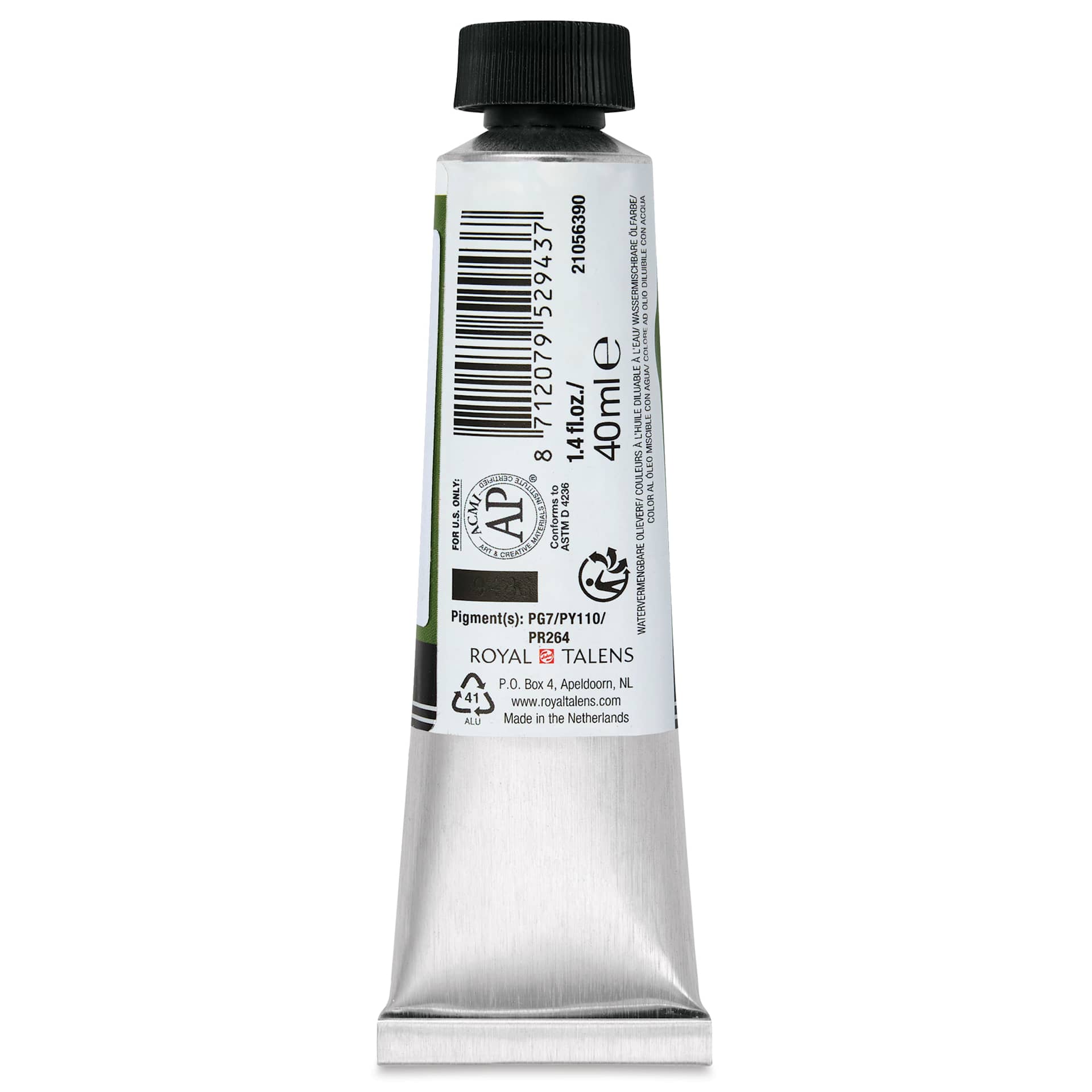Cobra Artist Water Mixable Oil Paint - Olive Green Yellow, 40 ml tube back