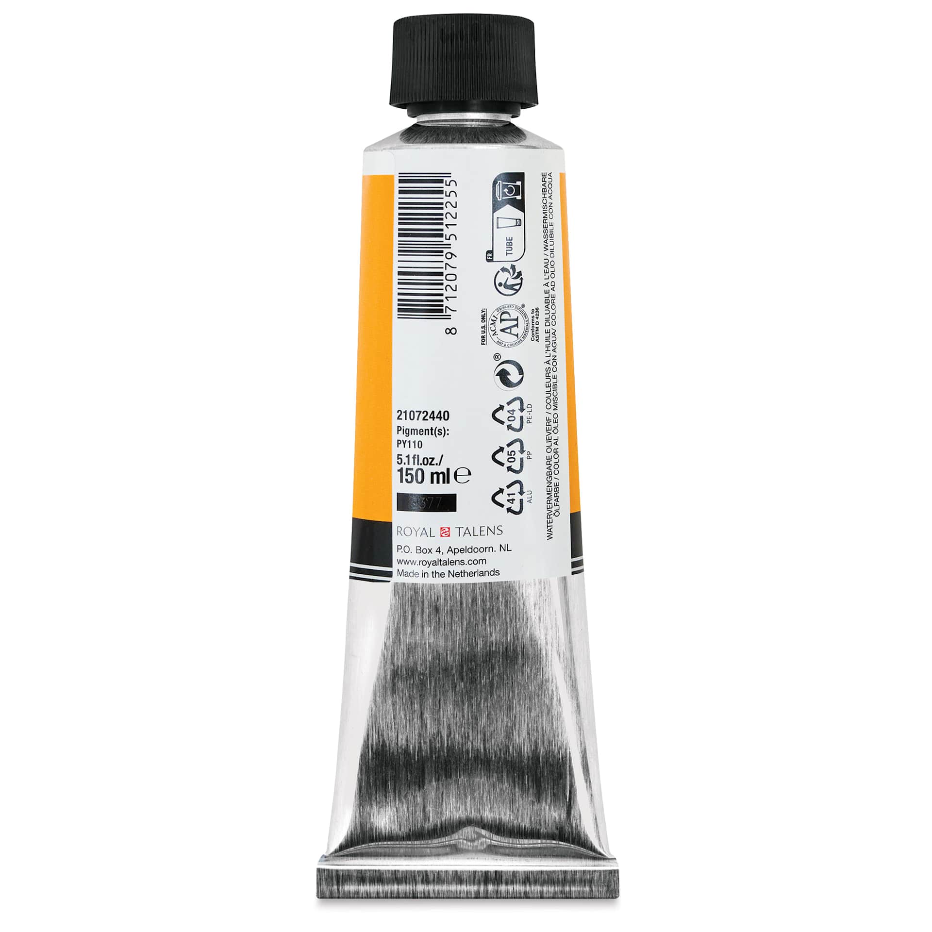 Cobra Artist Water Mixable Oil Paint - Indian Yellow, 150 ml tube back