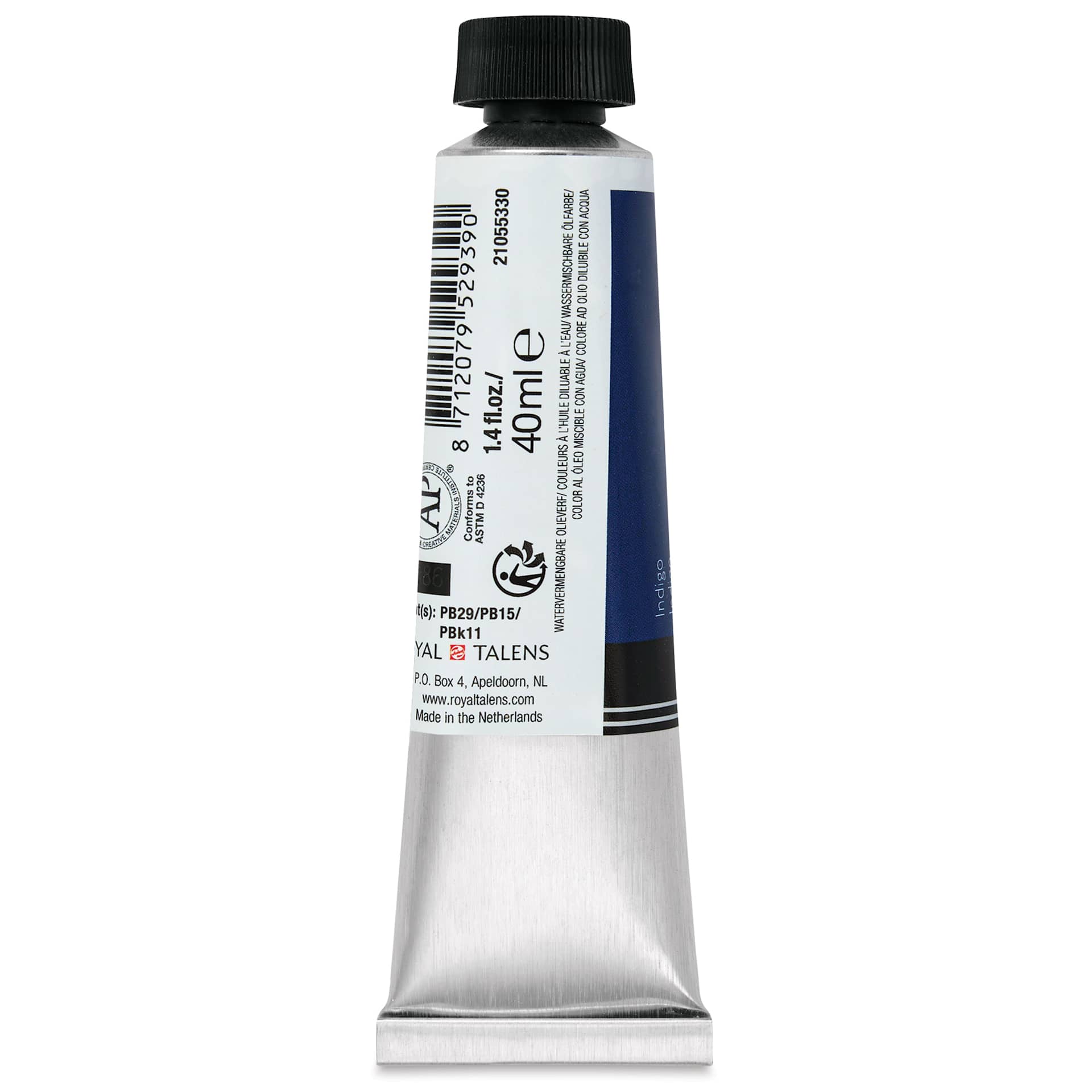 Cobra Artist Water Mixable Oil Paint - Indigo, 40 ml tube back