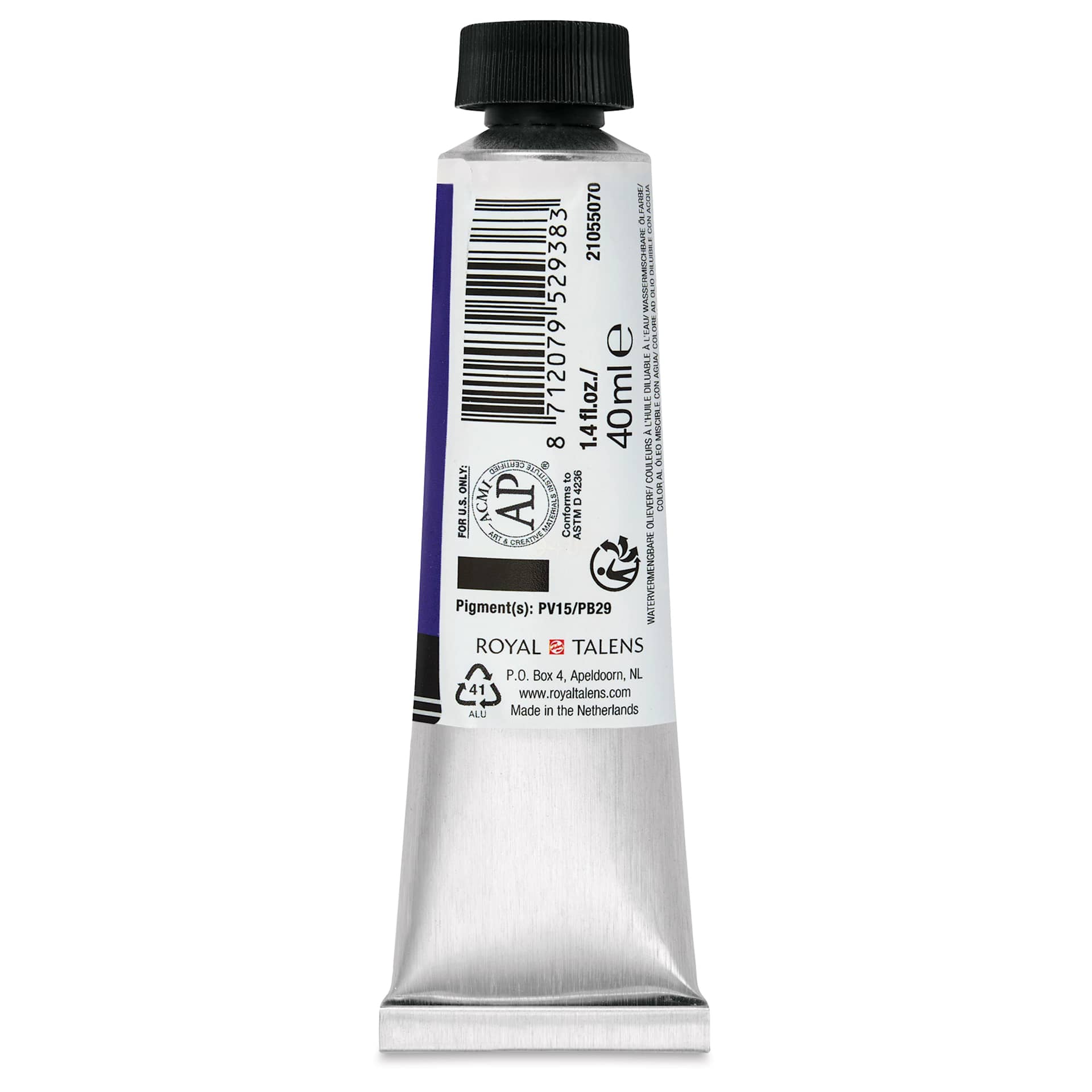 Cobra Artist Water Mixable Oil Paint - Ultramarine Violet, 40 ml tube back