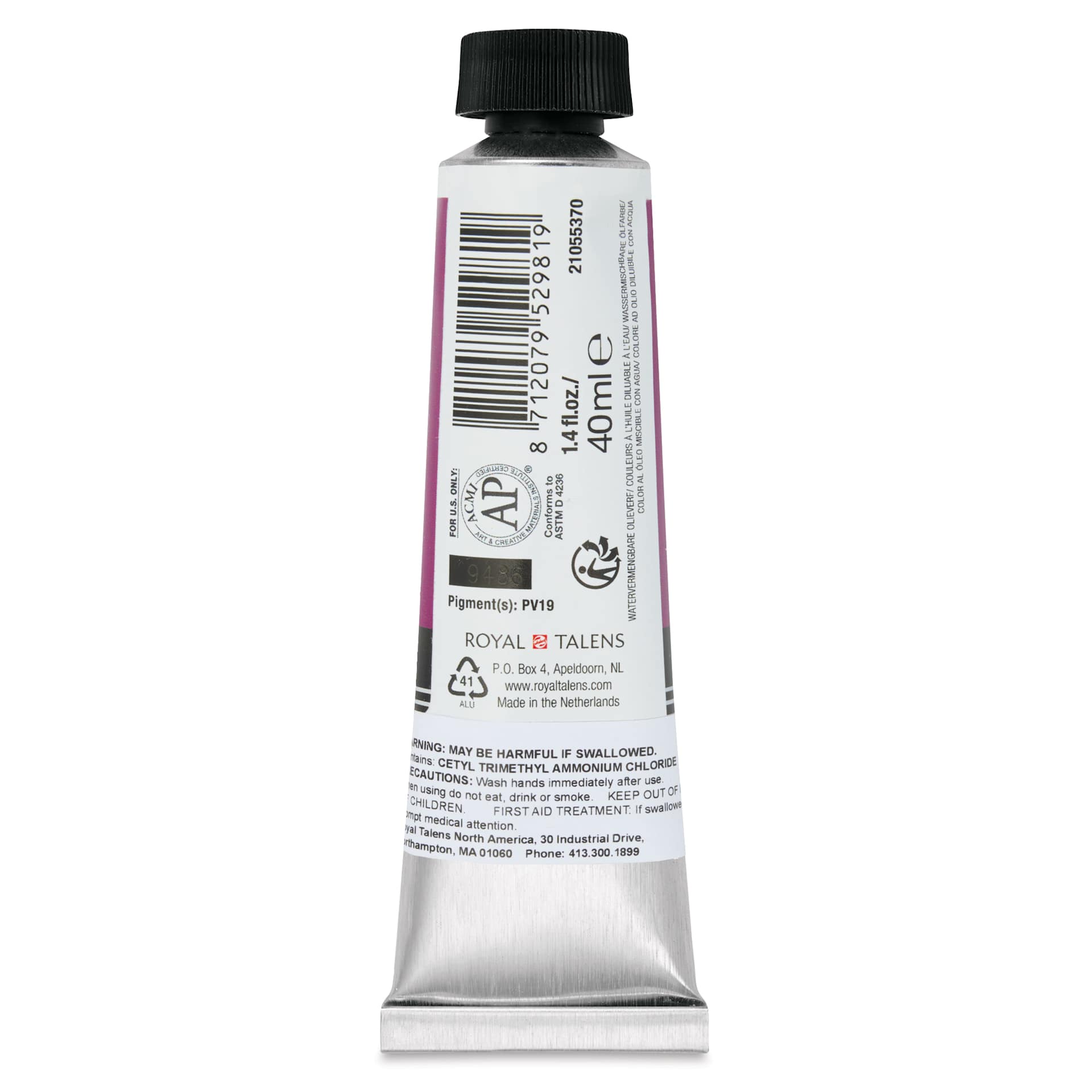 Cobra Artist Water Mixable Oil Paint - Permanent Violet Medium, 40 ml tube back