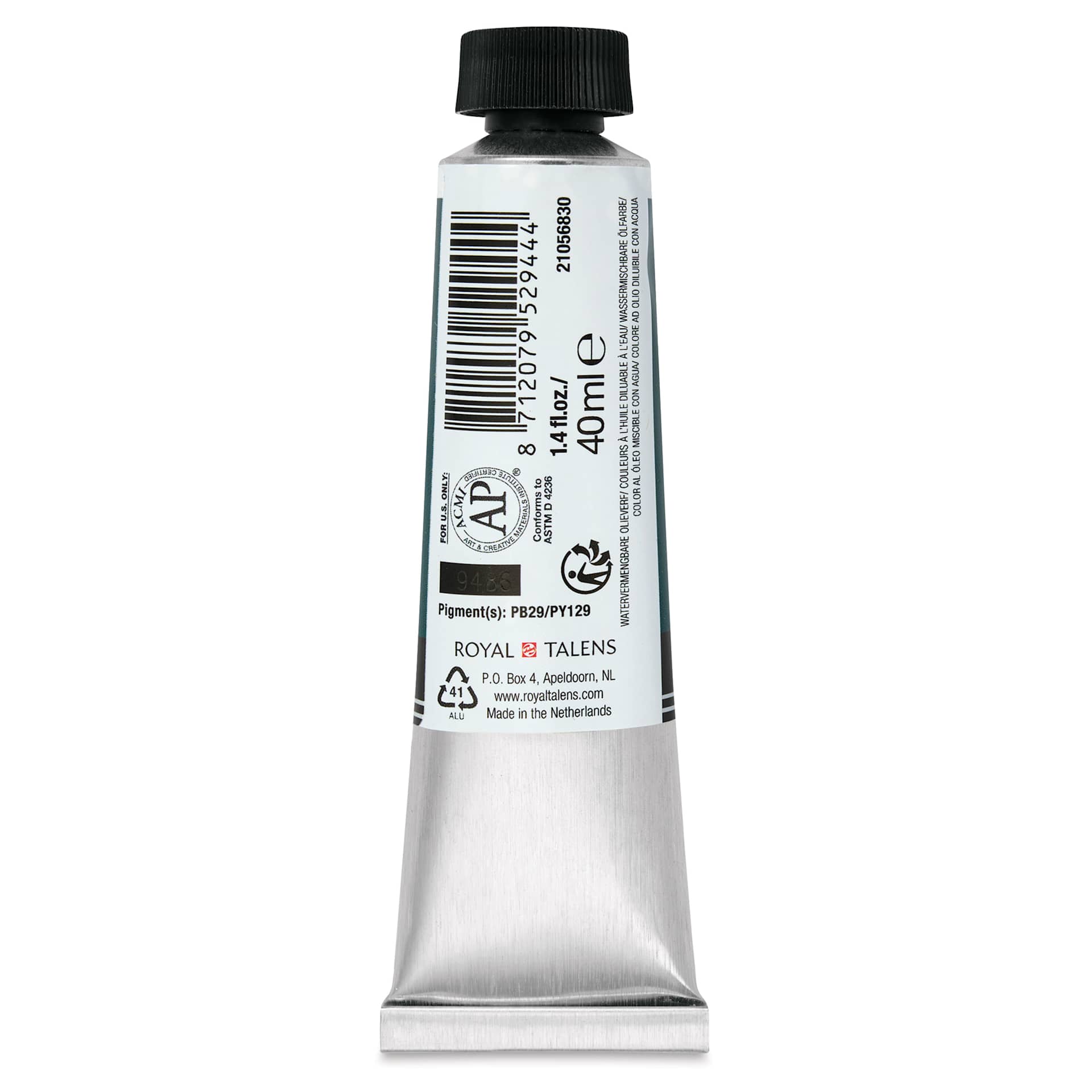 Cobra Artist Water Mixable Oil Paint - Ultramarine Green, 40 ml tube back