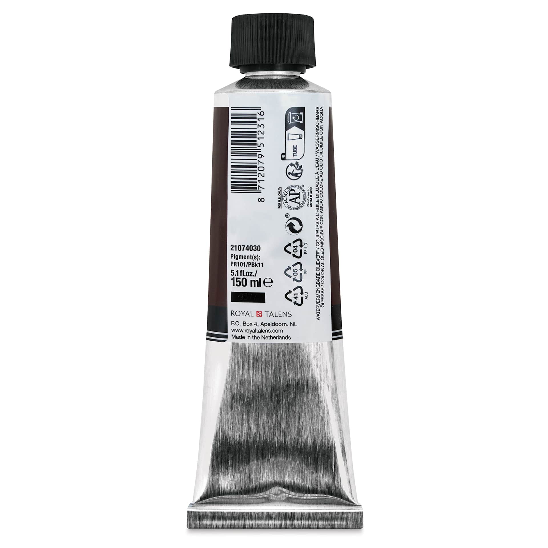 Cobra Artist Water Mixable Oil Paint - Van Dyke Brown, 150 ml tube back