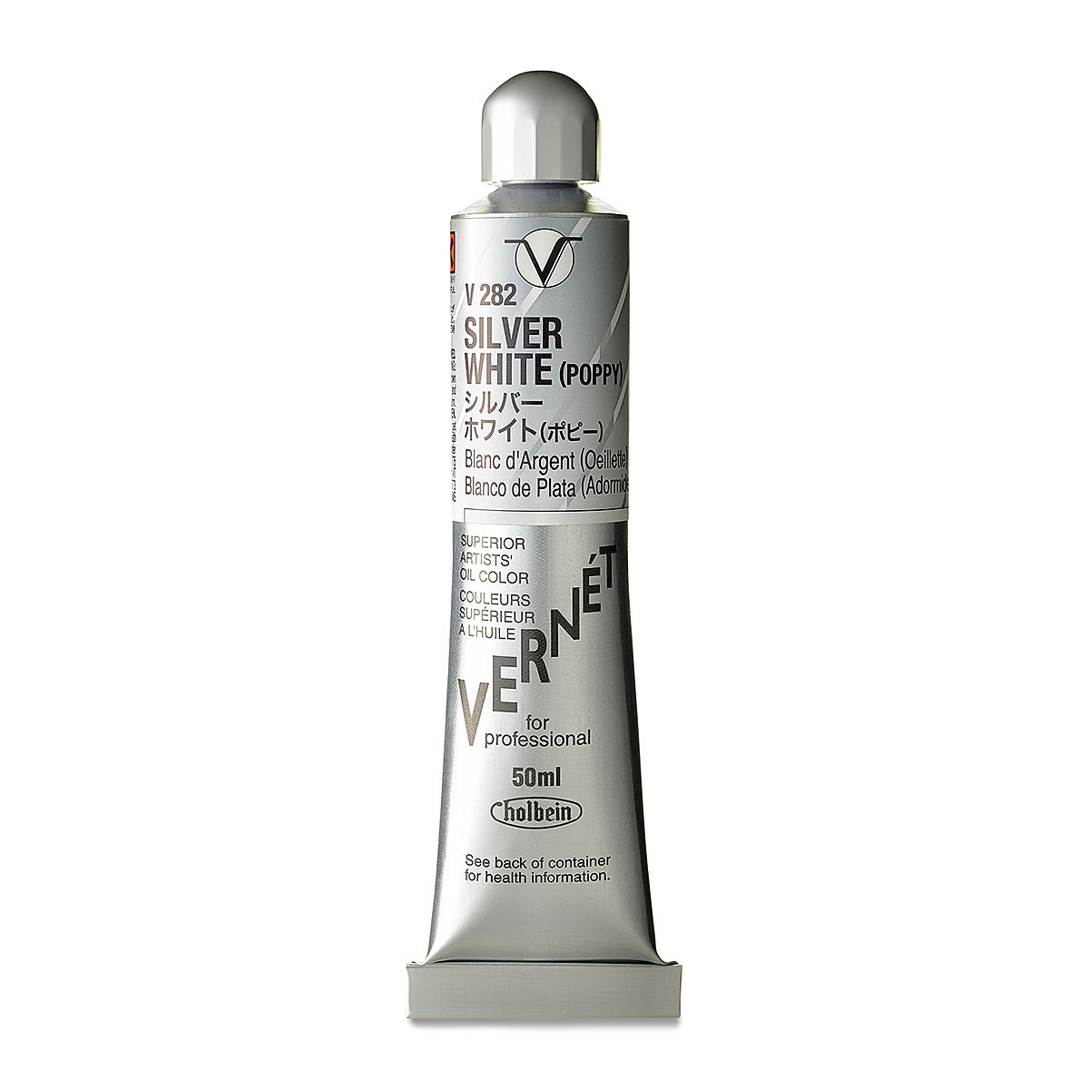 Holbein Vernét Superior Artists' Oil Color - Silver White Flake (Poppy), 50 ml tube