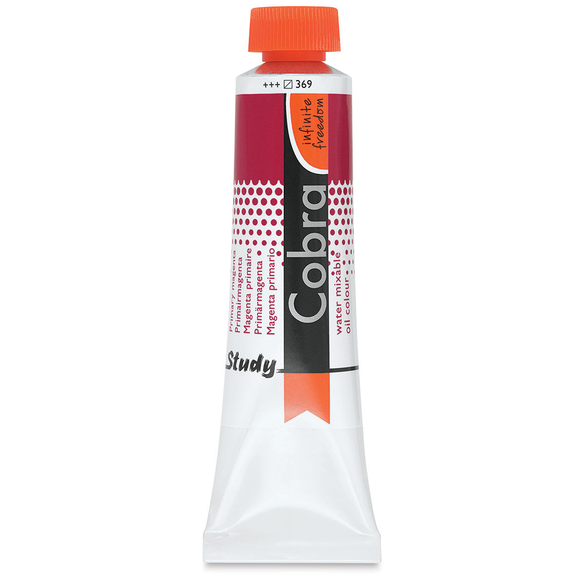 Royal Talens Cobra Study Water Mixable Oil Colors - 40 ml Tube of Primary Magenta shown upright
