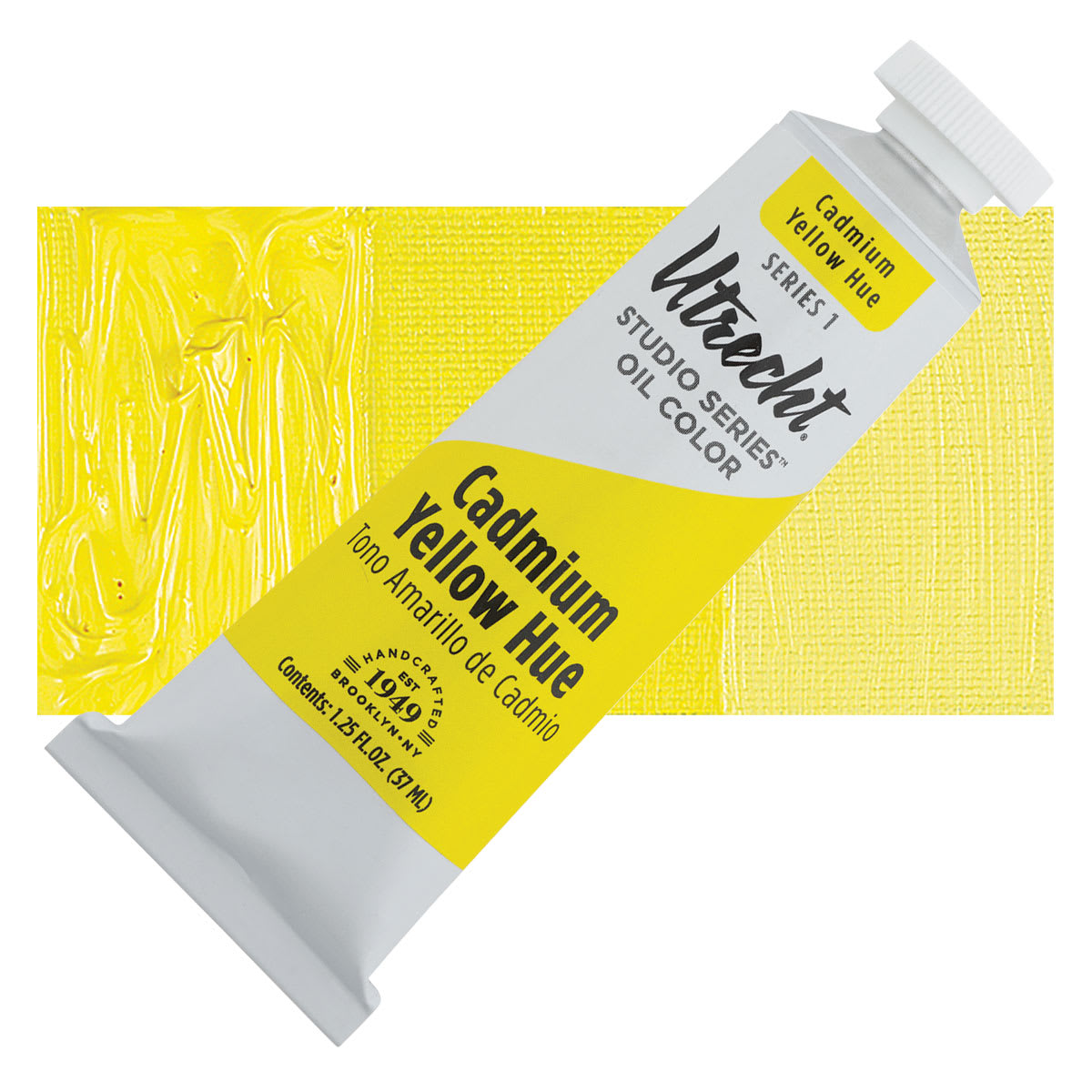 Utrecht Studio Series Oil Paint - Cadmium Yellow Hue, 37 ml, Tube and swatch