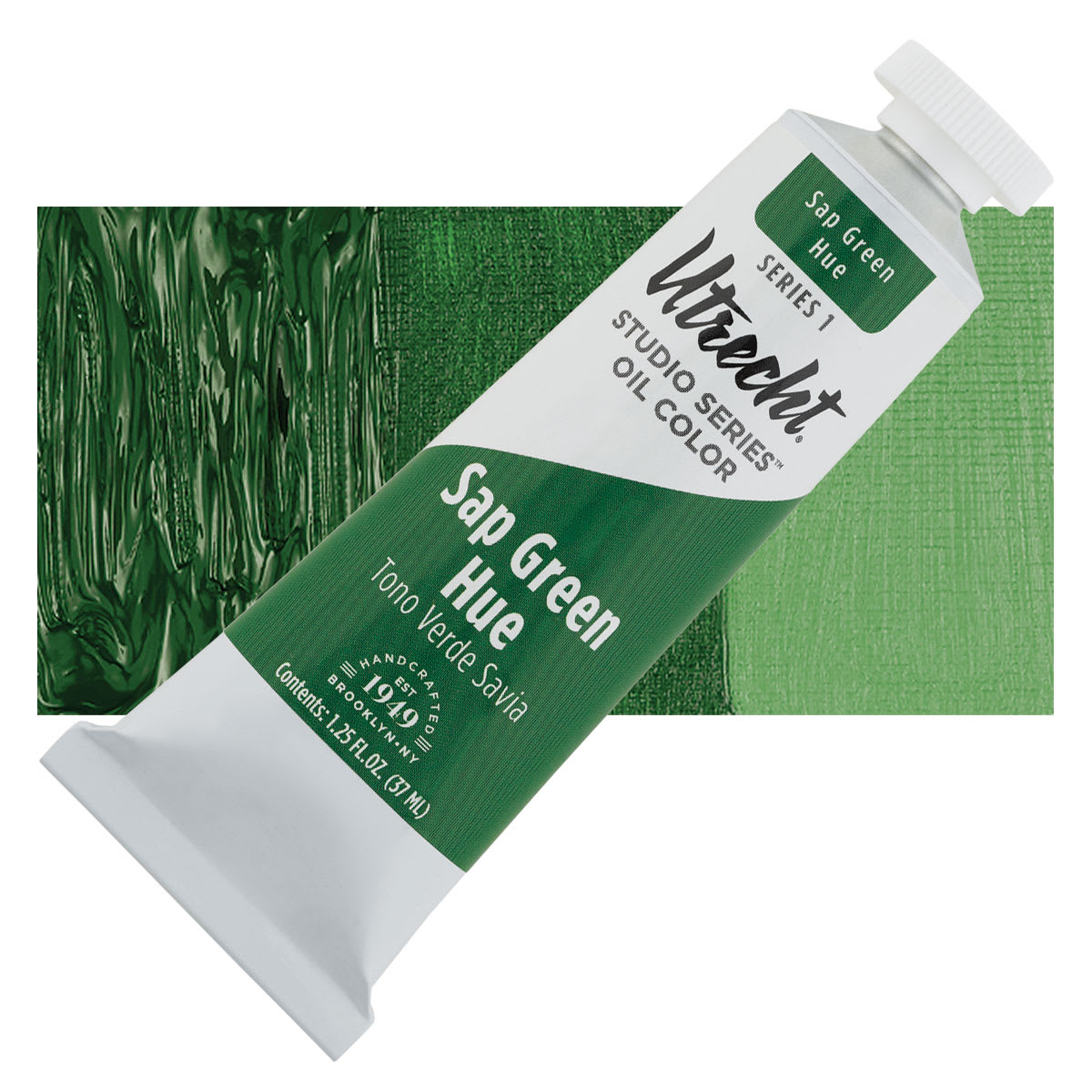 Utrecht Studio Series Oil Paint - Sap Green Hue, 37 ml, Tube and swatch