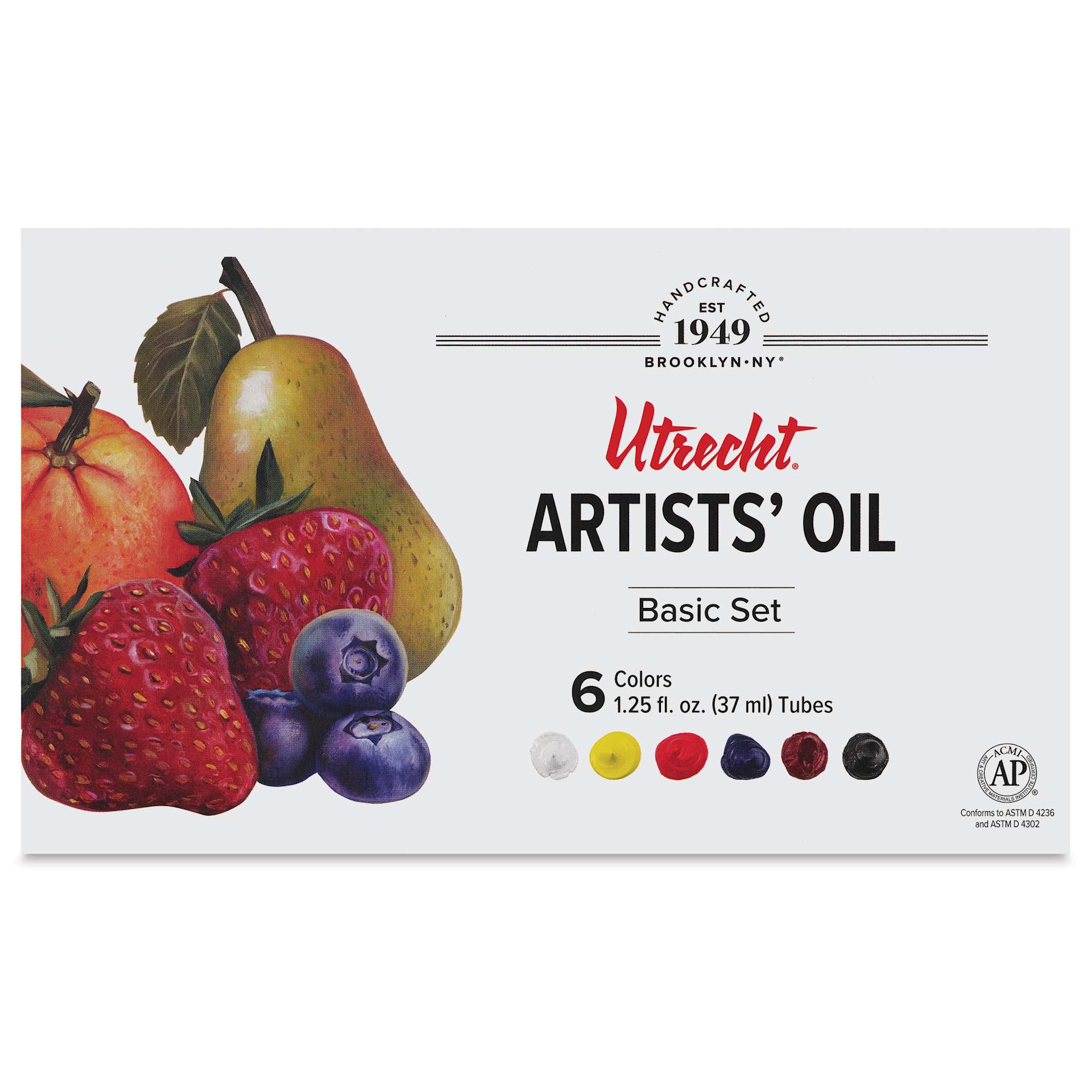Utrecht Artists' Oil Paint - Set of 6, Basic Colors, 37 ml, front of packaging