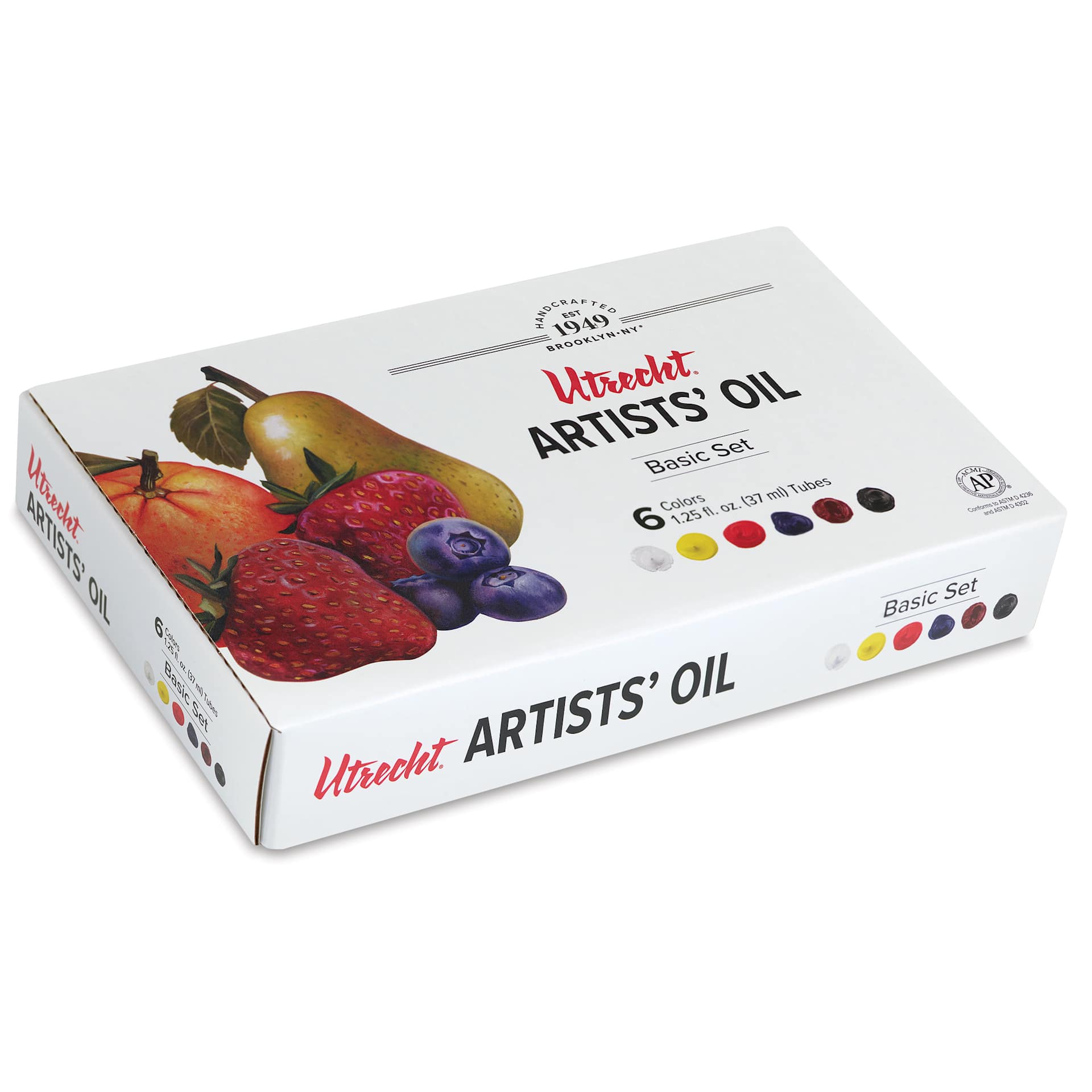 Utrecht Artists' Oil Paint - Set of 6, Basic Colors, 37 ml, laid flat