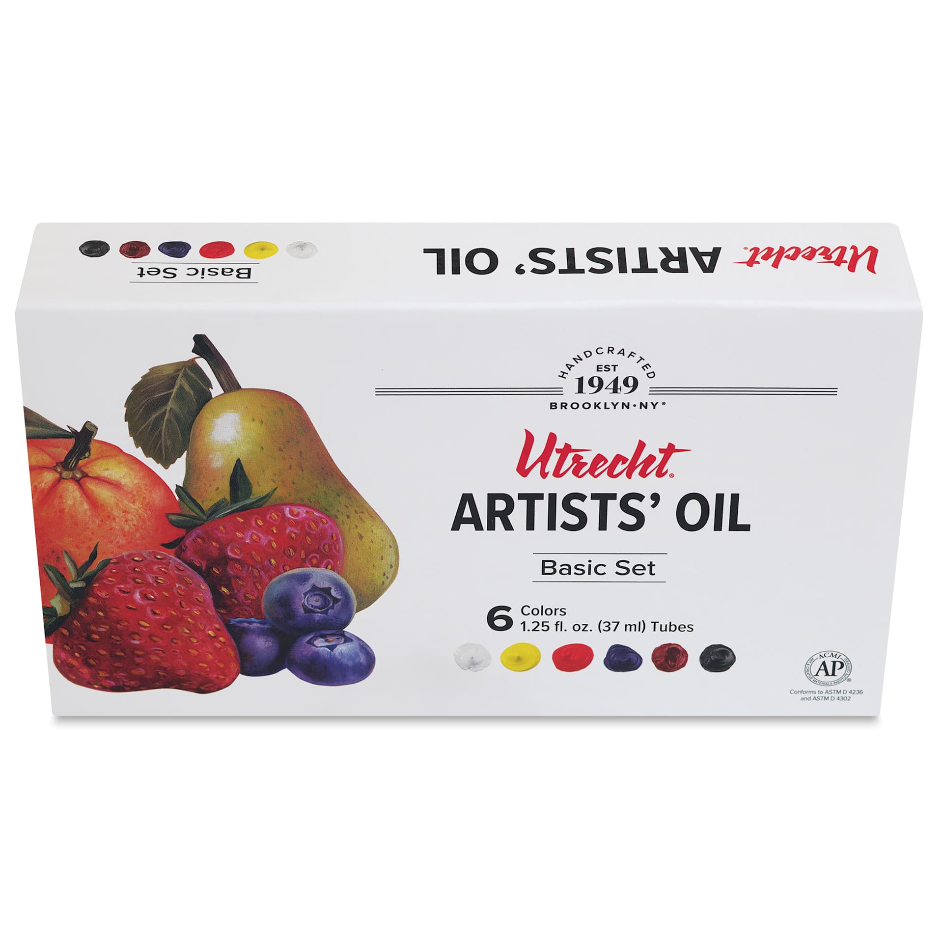 Utrecht Artists' Oil Paint - Set of 6, Basic Colors, 37 ml, packaging