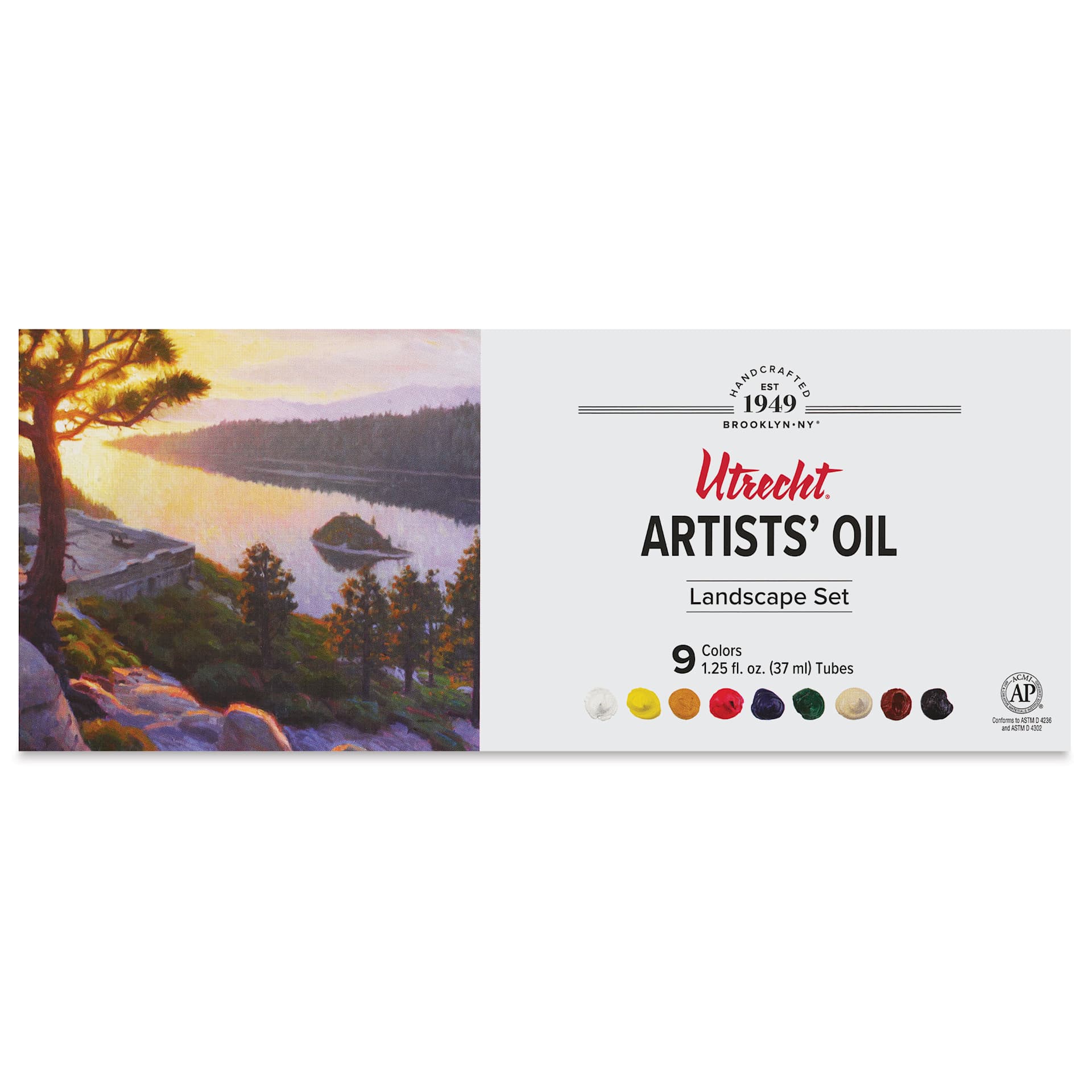 Utrecht Artists' Oil Paint - Set of 9, Landscape Colors, 37 ml, front of packaging