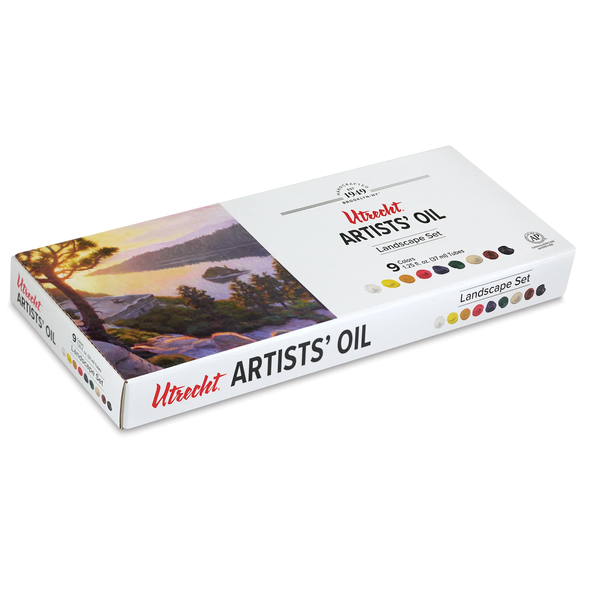 Utrecht Artists' Oil Paint - Set of 9, Landscape Colors, 37 ml, laid flat