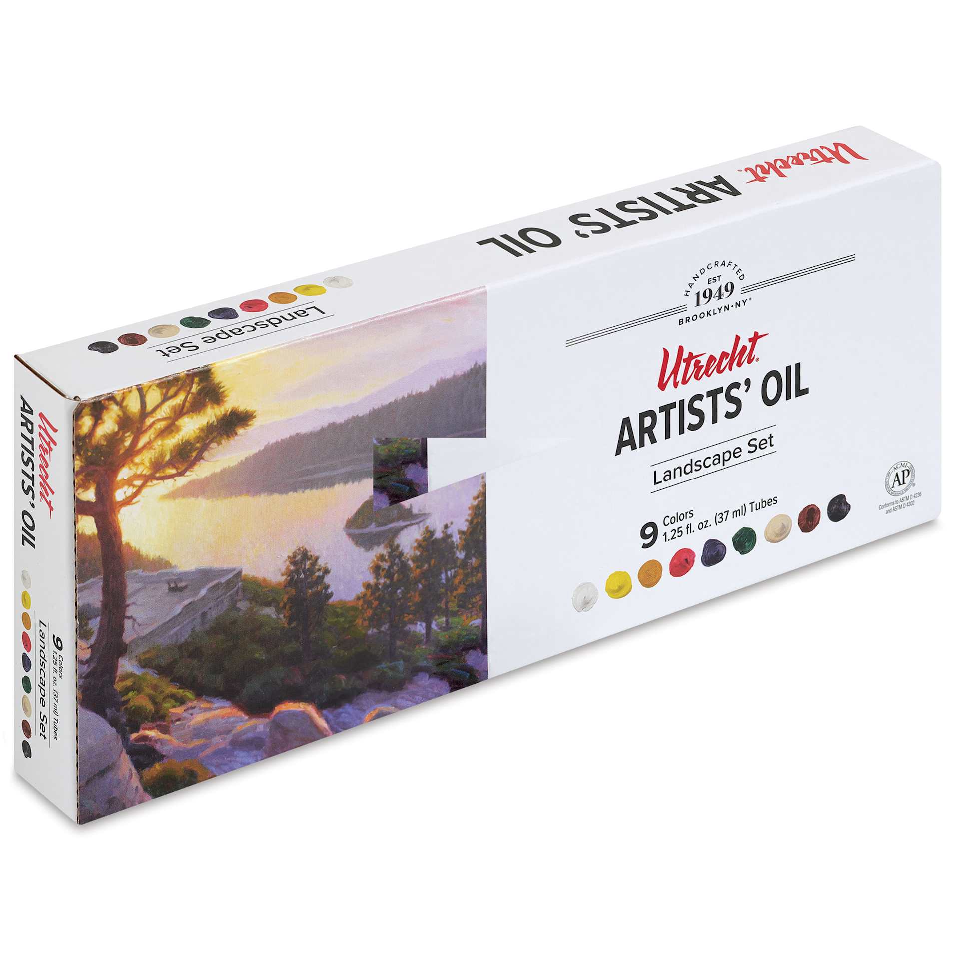 Utrecht Artists' Oil Paint - Set of 9, Landscape Colors, 37 ml, closed packaging