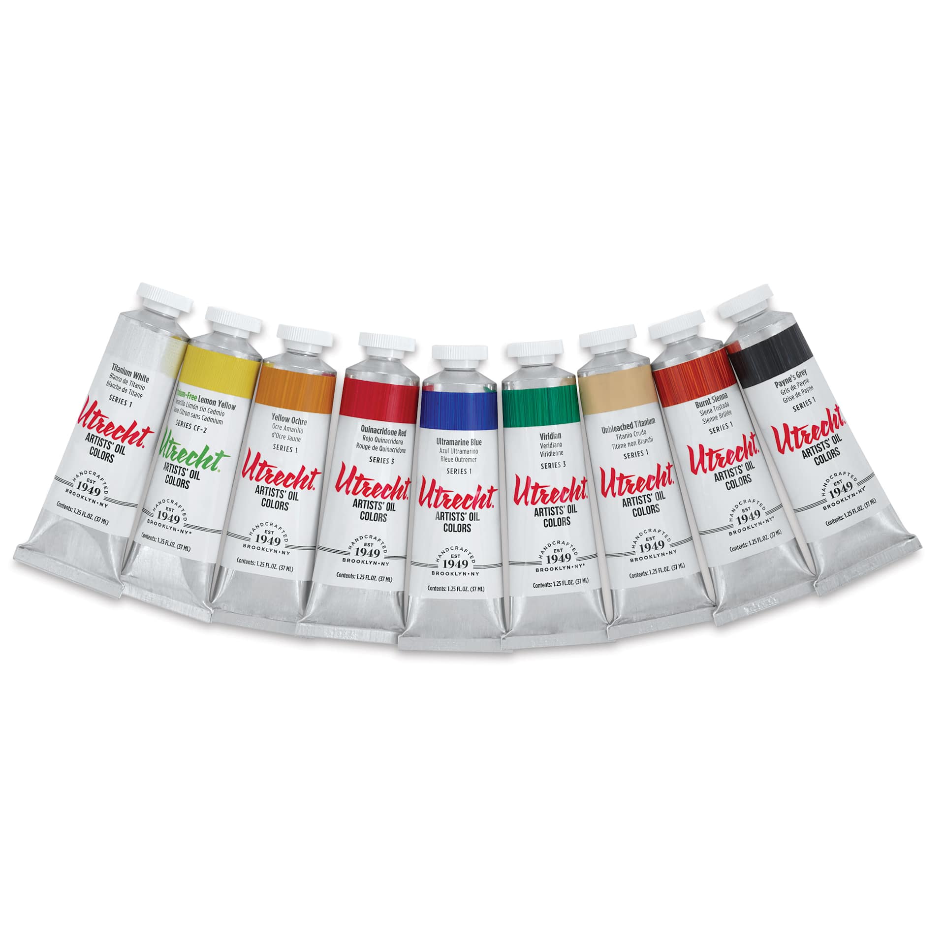 Utrecht Artists' Oil Paint - Set of 9, Landscape Colors, 37 ml, contents